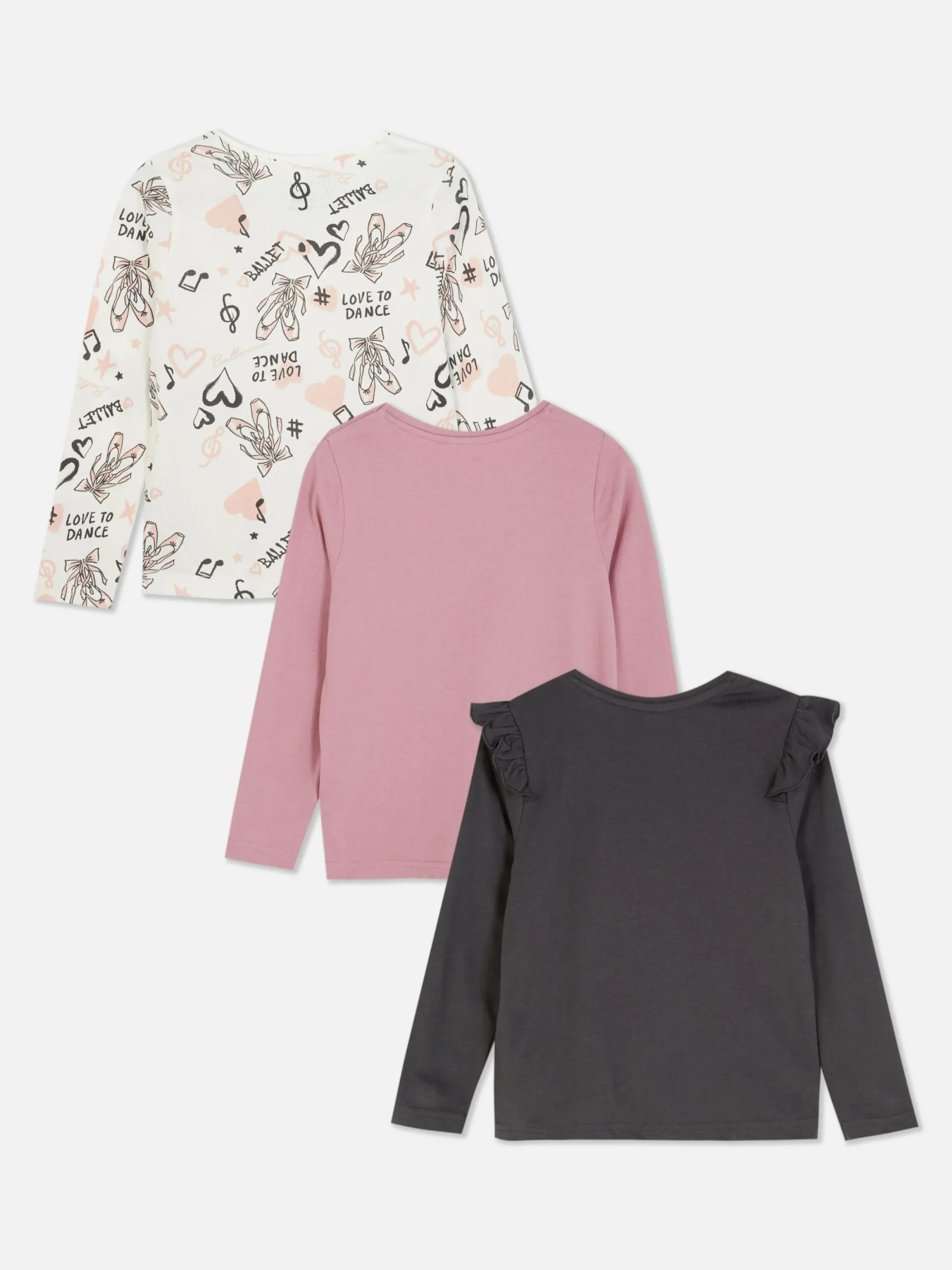 3-Pack Ballet Graphic Long Sleeve T-Shirts
