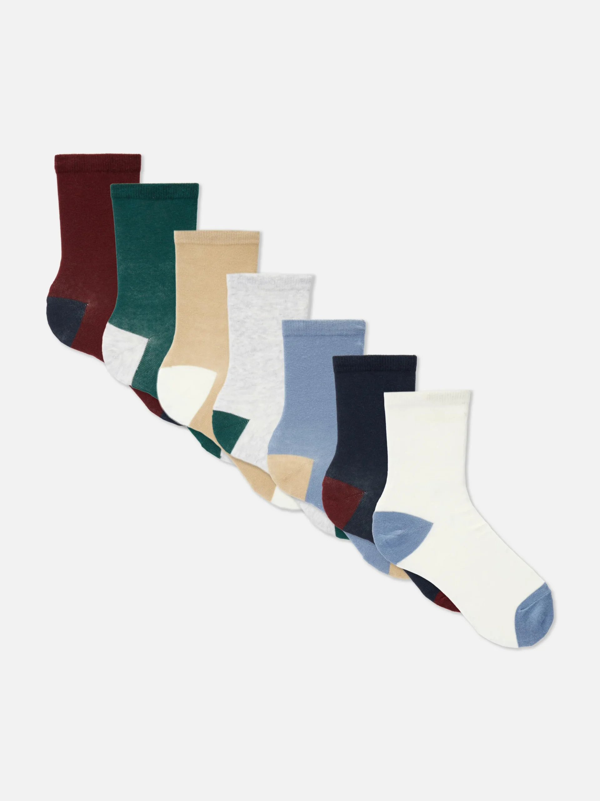 7-Pack Color Block Ankle Socks