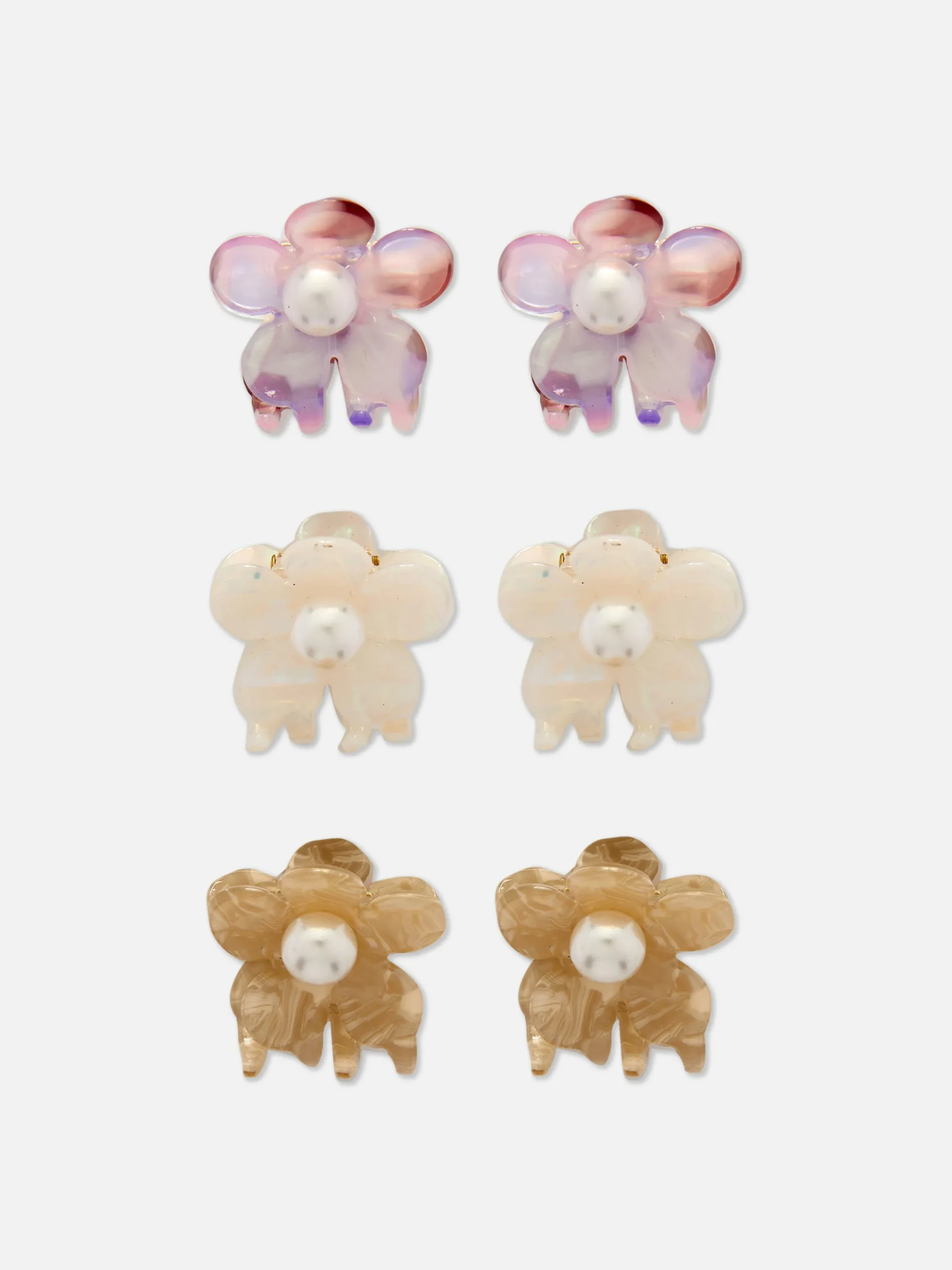 6-Pack Faux Pearl Flower Hair Clips