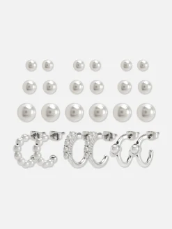 12-Pack Faux Pearl Stud Earrings