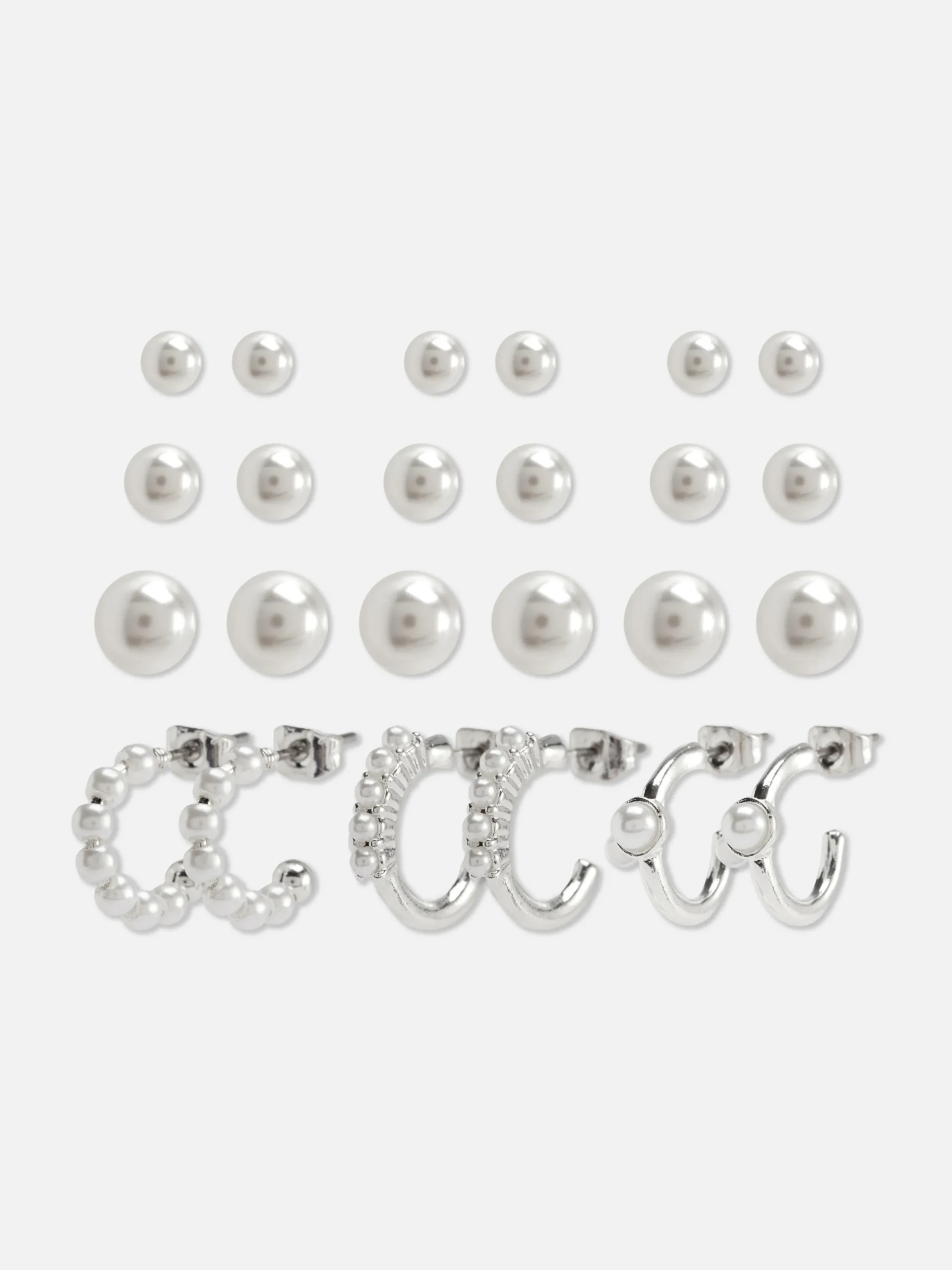 12-Pack Faux Pearl Stud Earrings