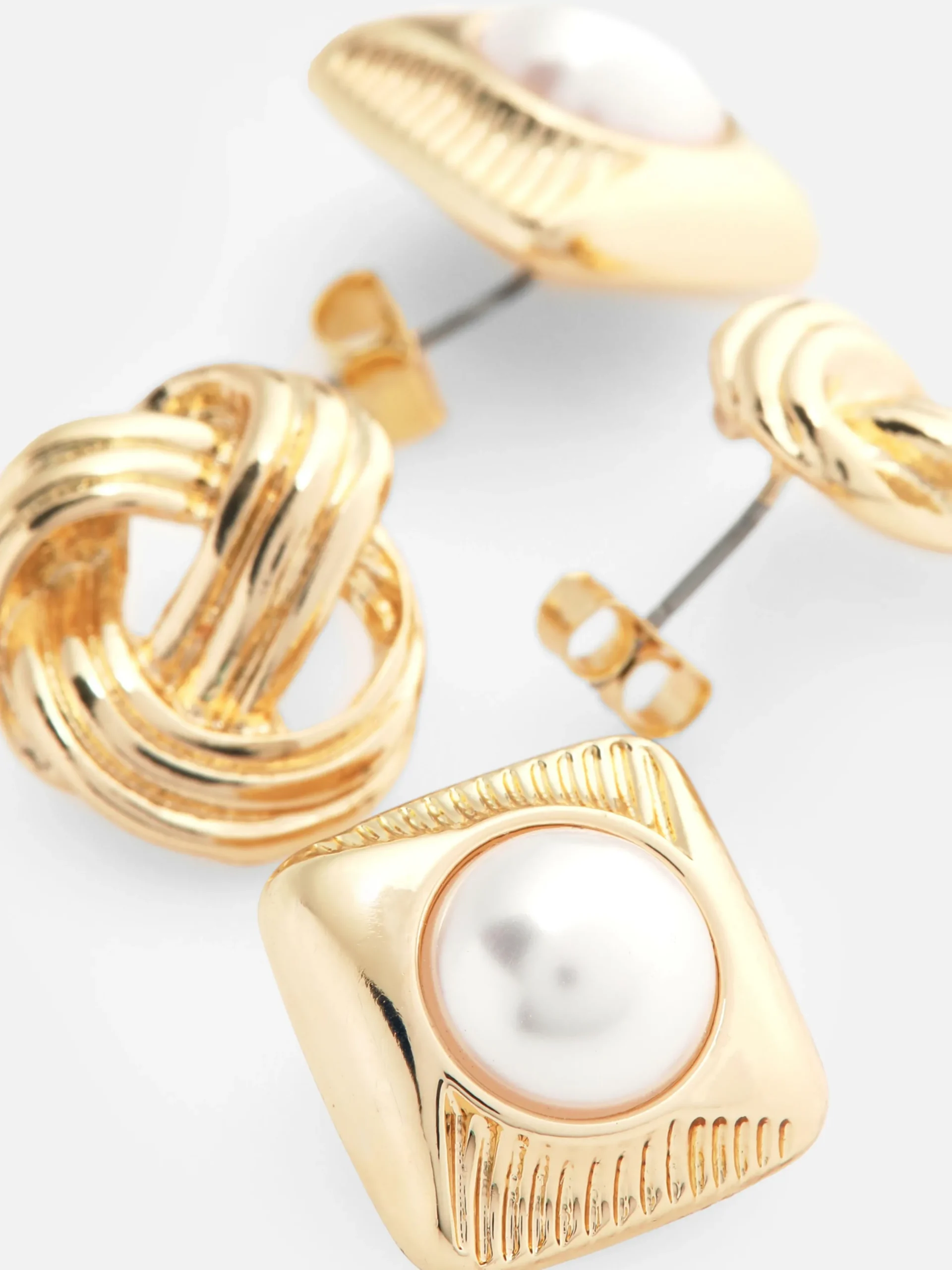 2-Pack Knot And Faux Pearl Studs