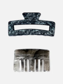 2-Pack Marble Claw Clips