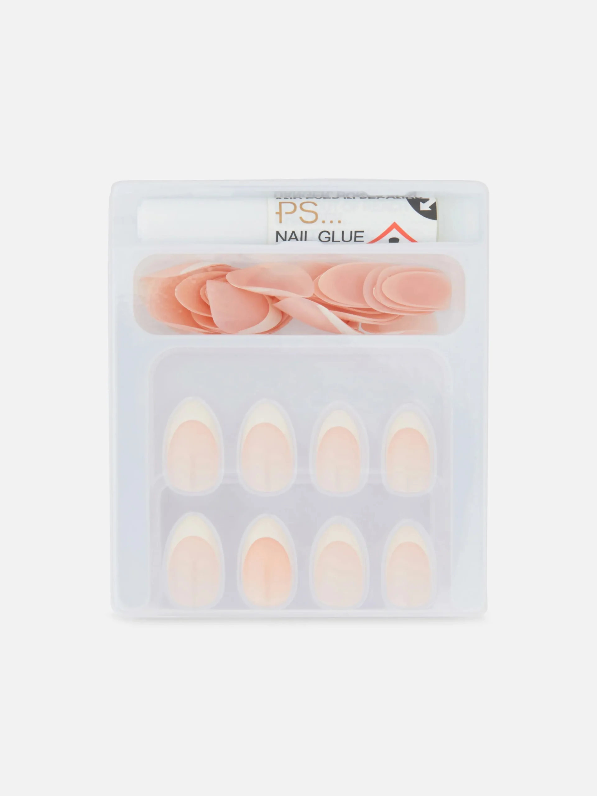 36-Pack PS Almond Gloss French Faux Nails