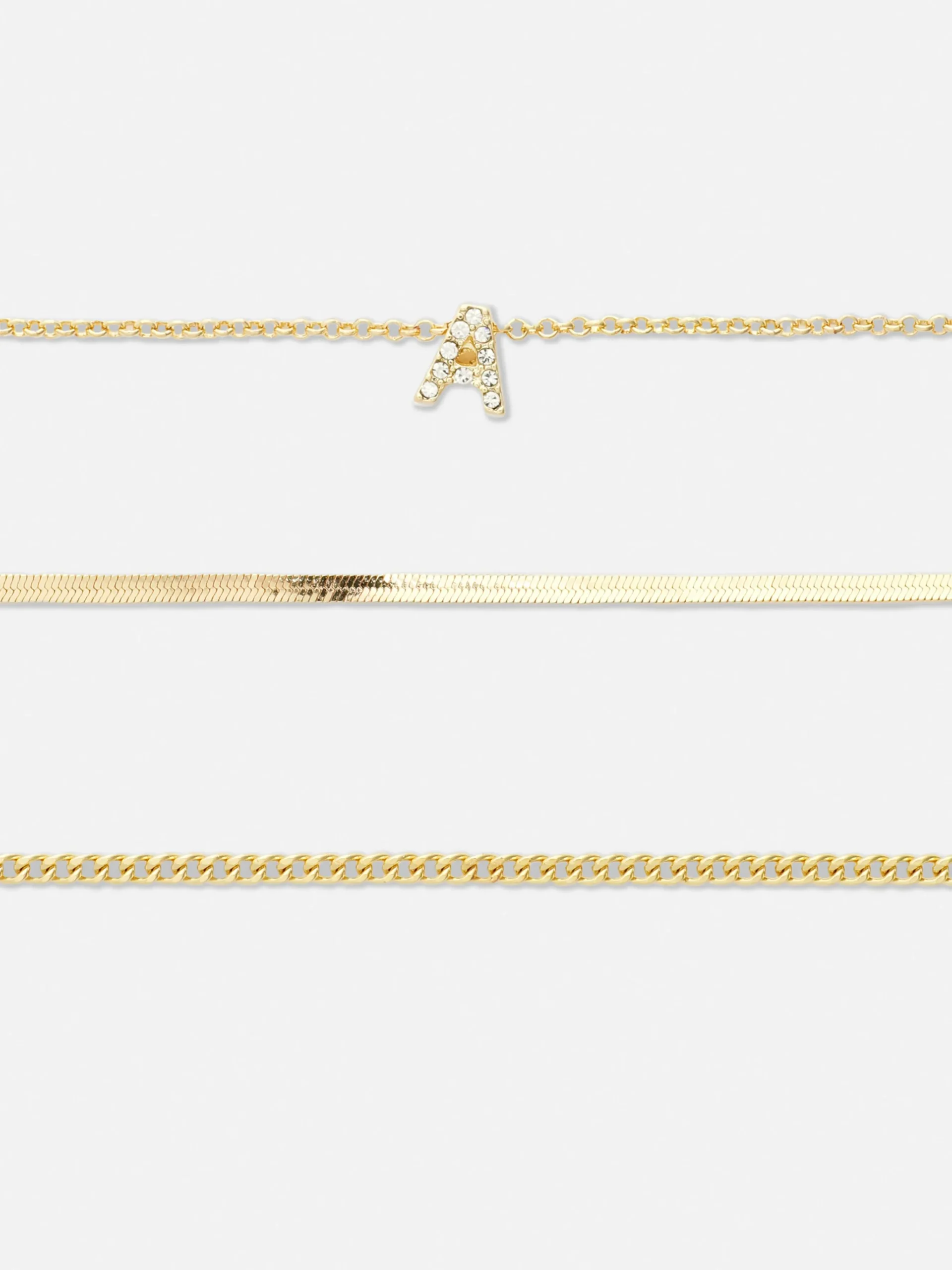 3-Pack Rhinestone Initial Bracelets