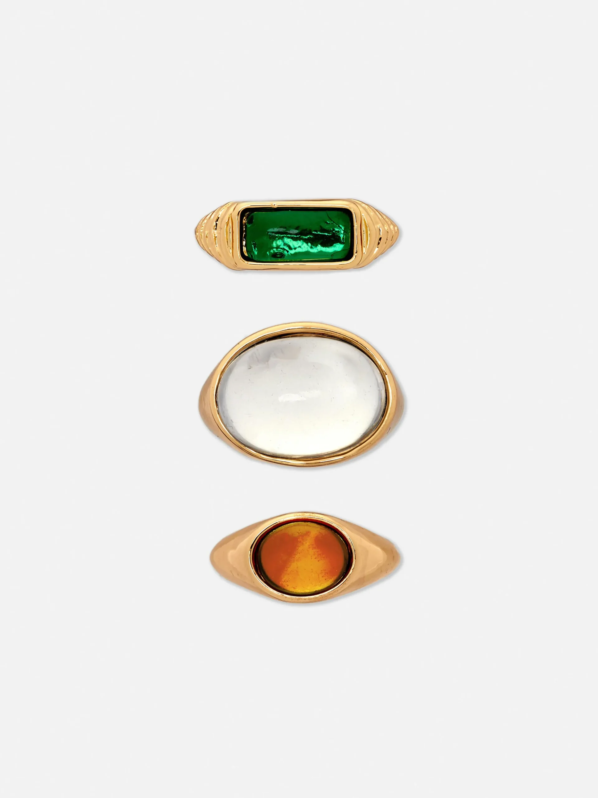 3-Pack Rita Ora Faux Gem Chunky Statement Rings