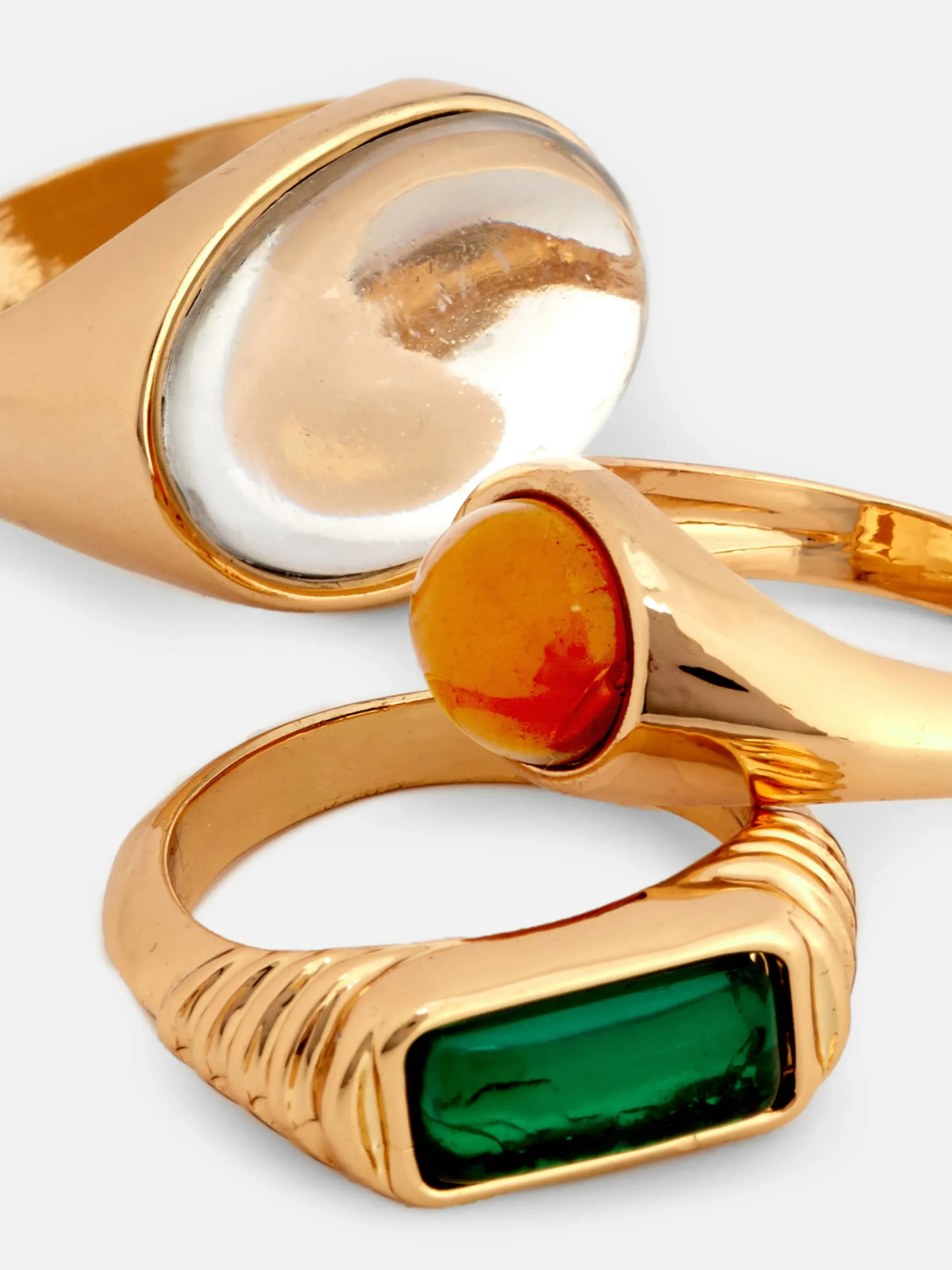 3-Pack Rita Ora Faux Gem Chunky Statement Rings