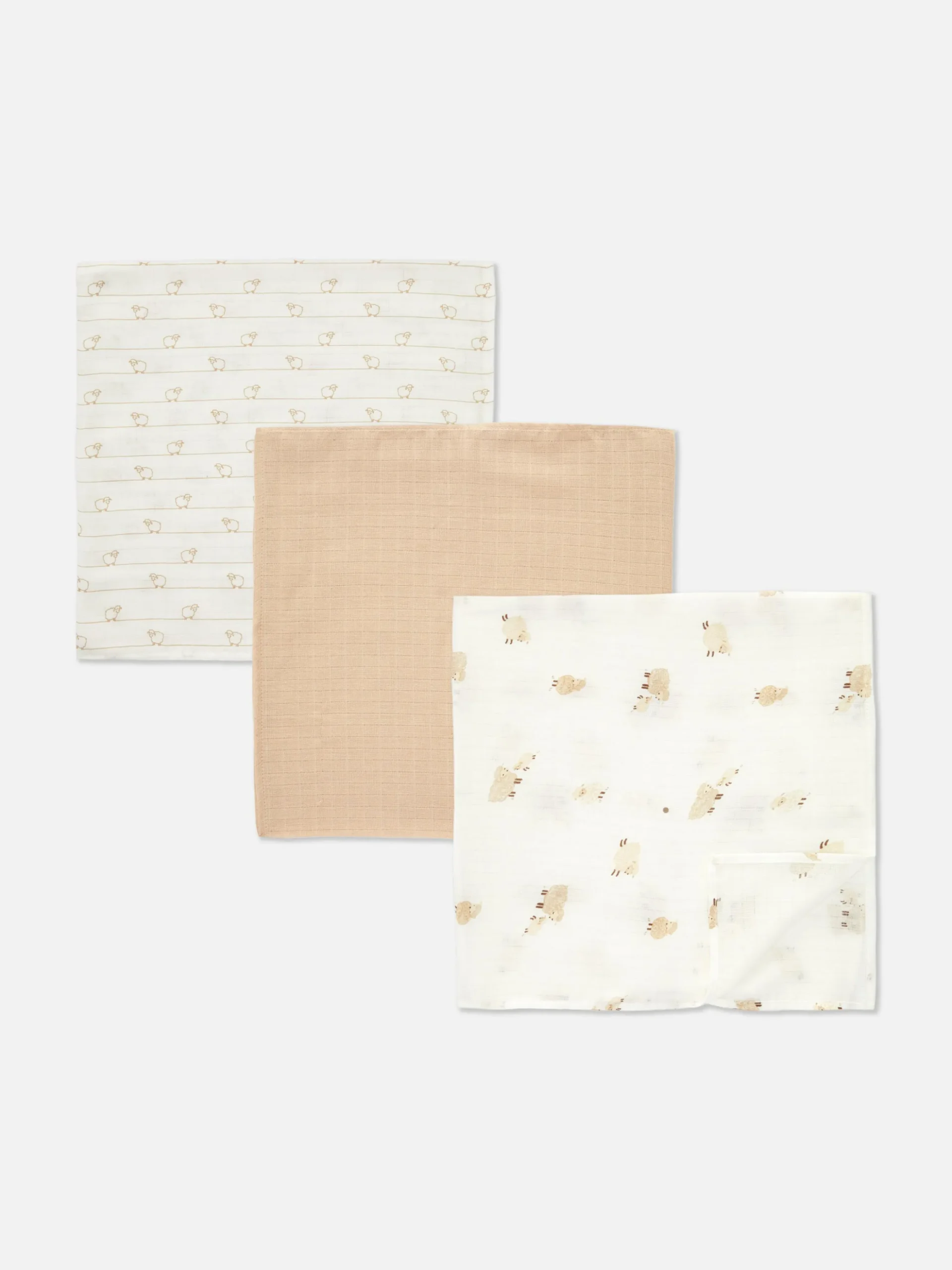 3-Pack Sheep Burp Cloths