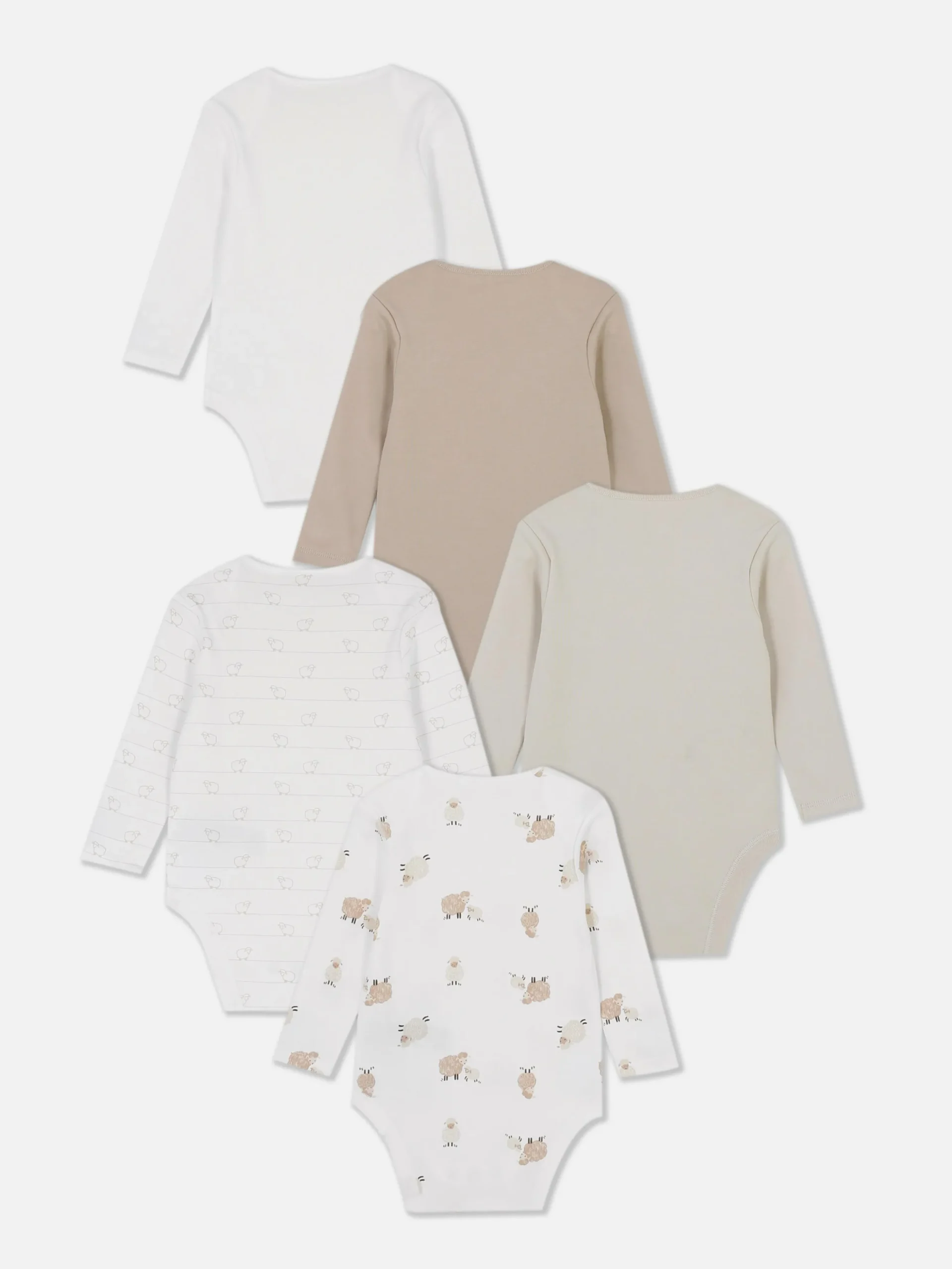 5-Pack Sheep Long Sleeve Bodysuits