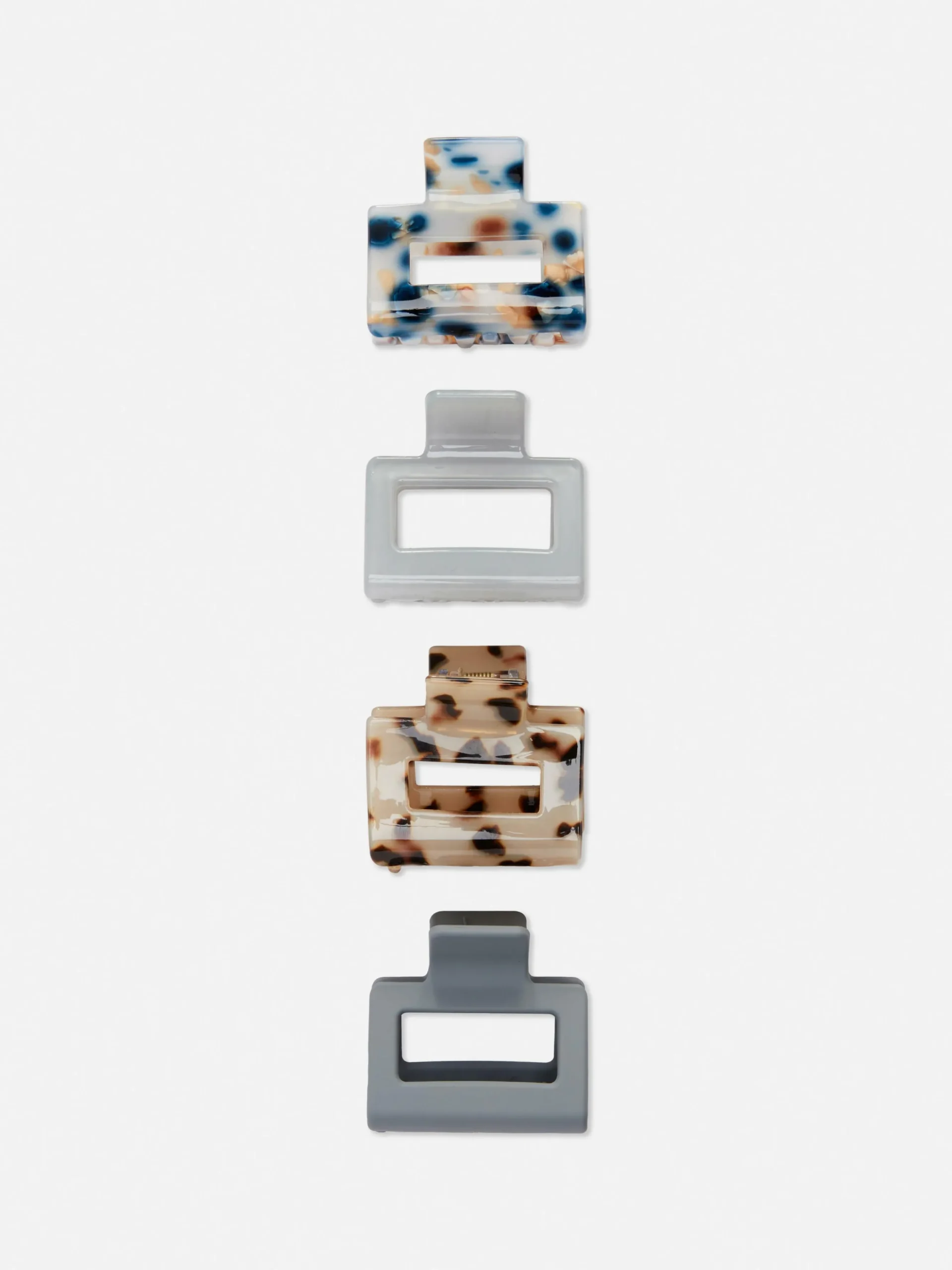 4pk Rectangle Bulldog Hair Clips