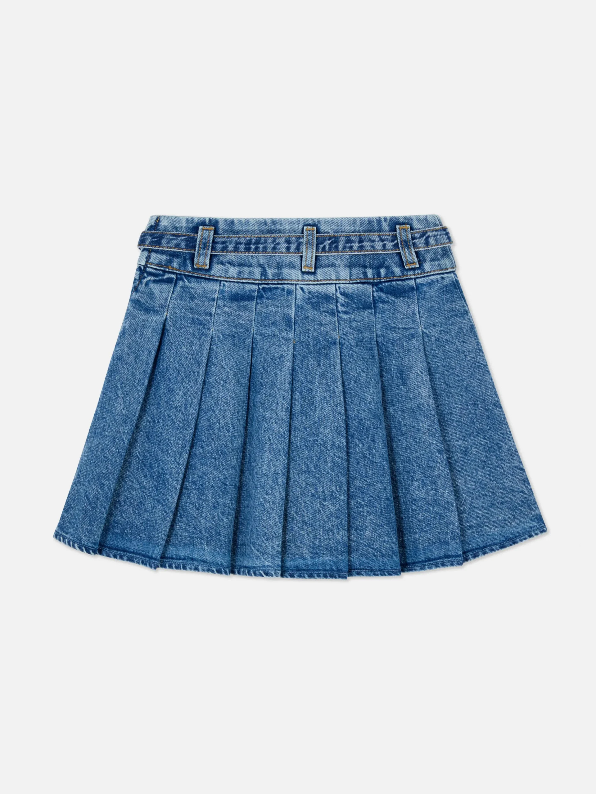Pleated Denim Skirt