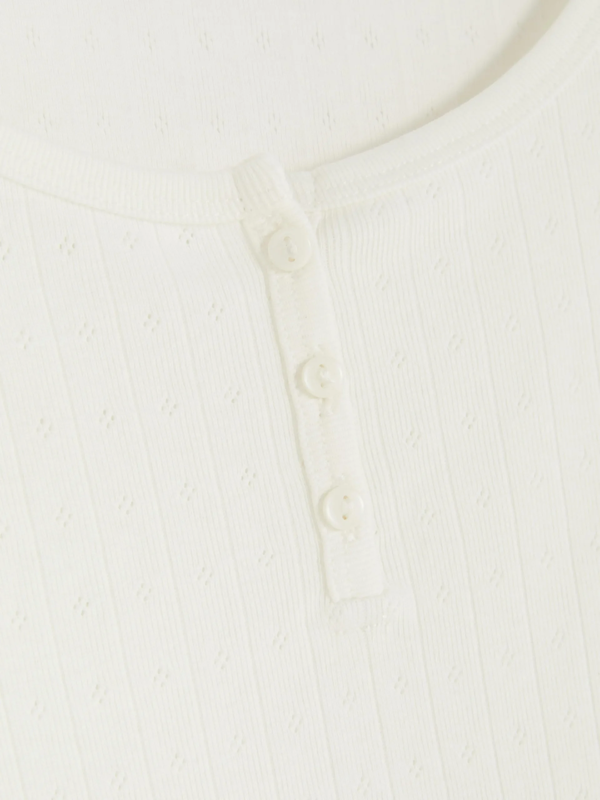 Pointelle Long Sleeve Pajama Top