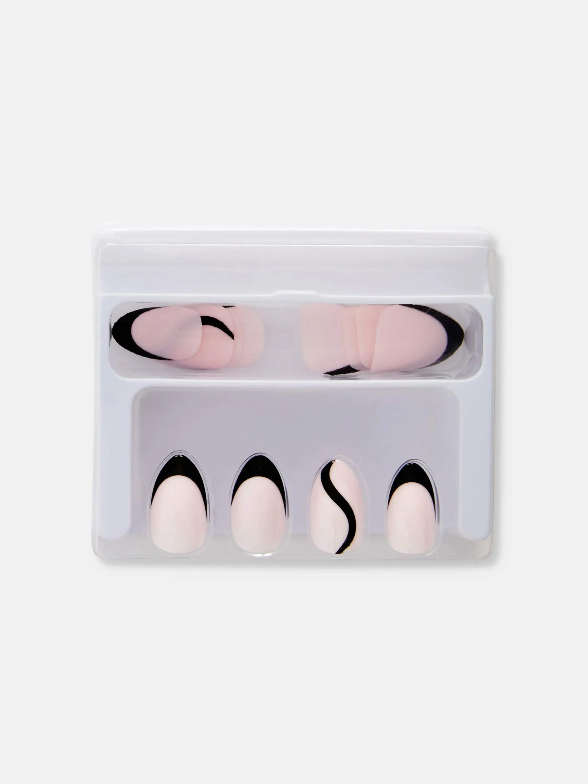 PS Almond Gloss Contrast Tip Faux Nails