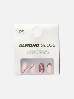 PS Swirled Almond Gloss Faux Nails