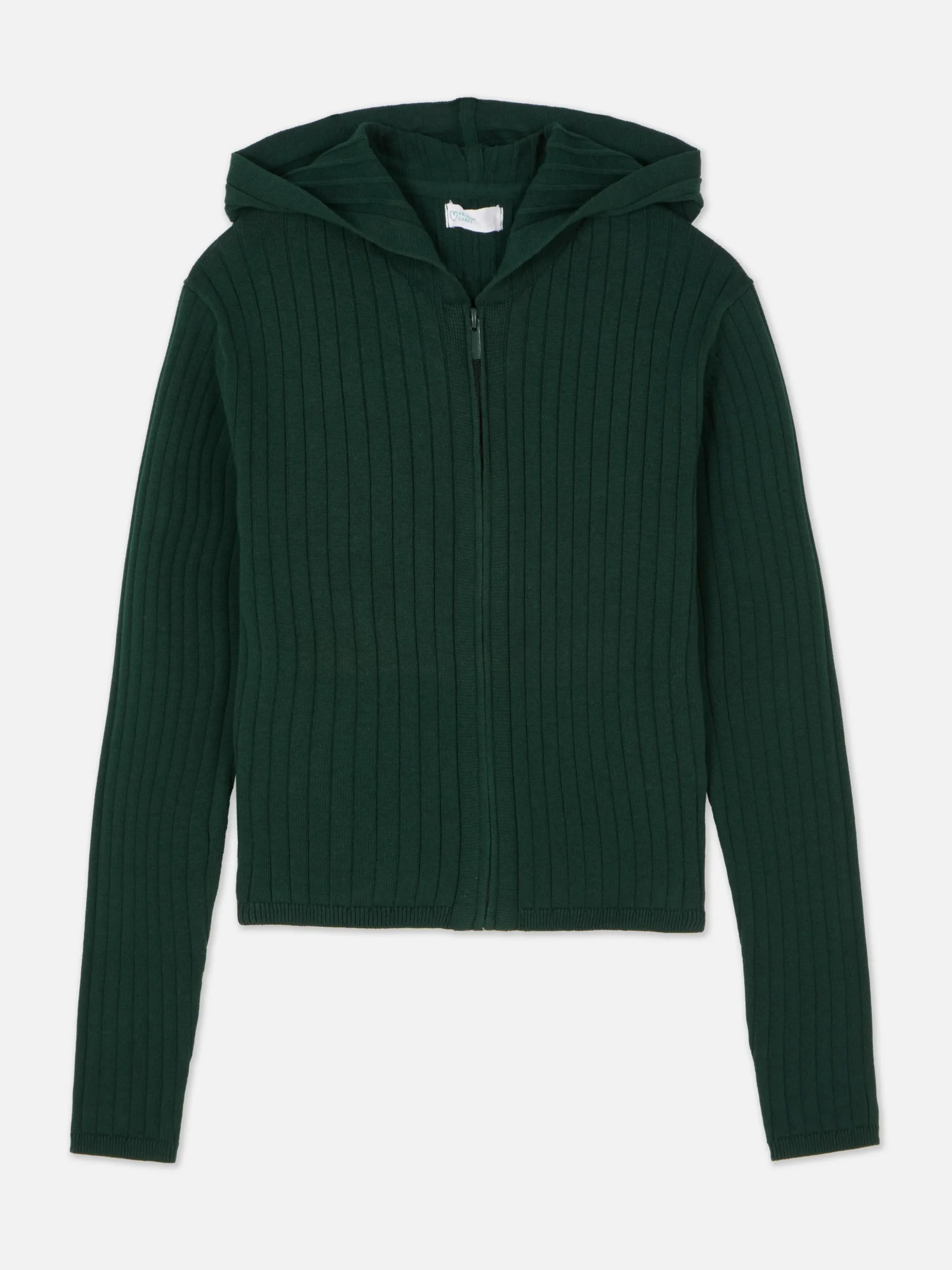 Rib Knit Zip Hooded Cardigan