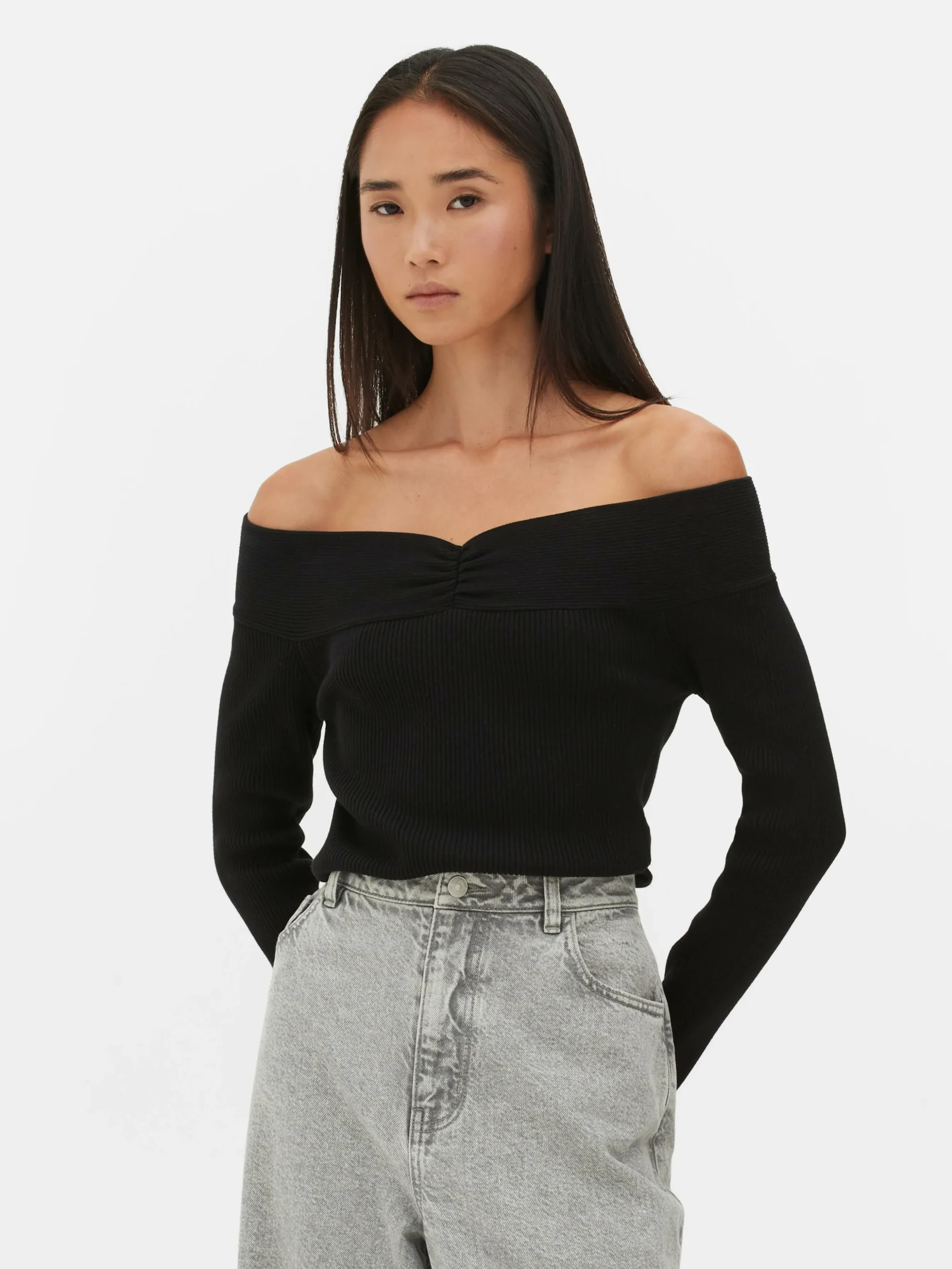 Ribbed Bardot Sweater