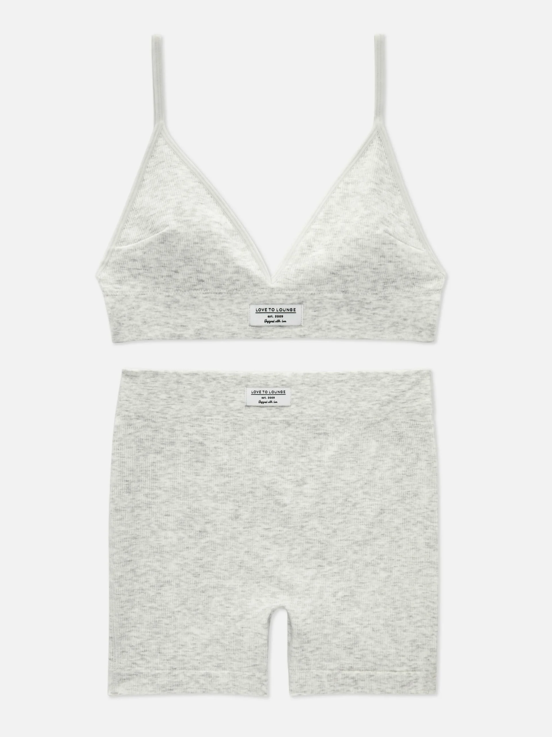 Ribbed Bralette And Shorts Lounge Set