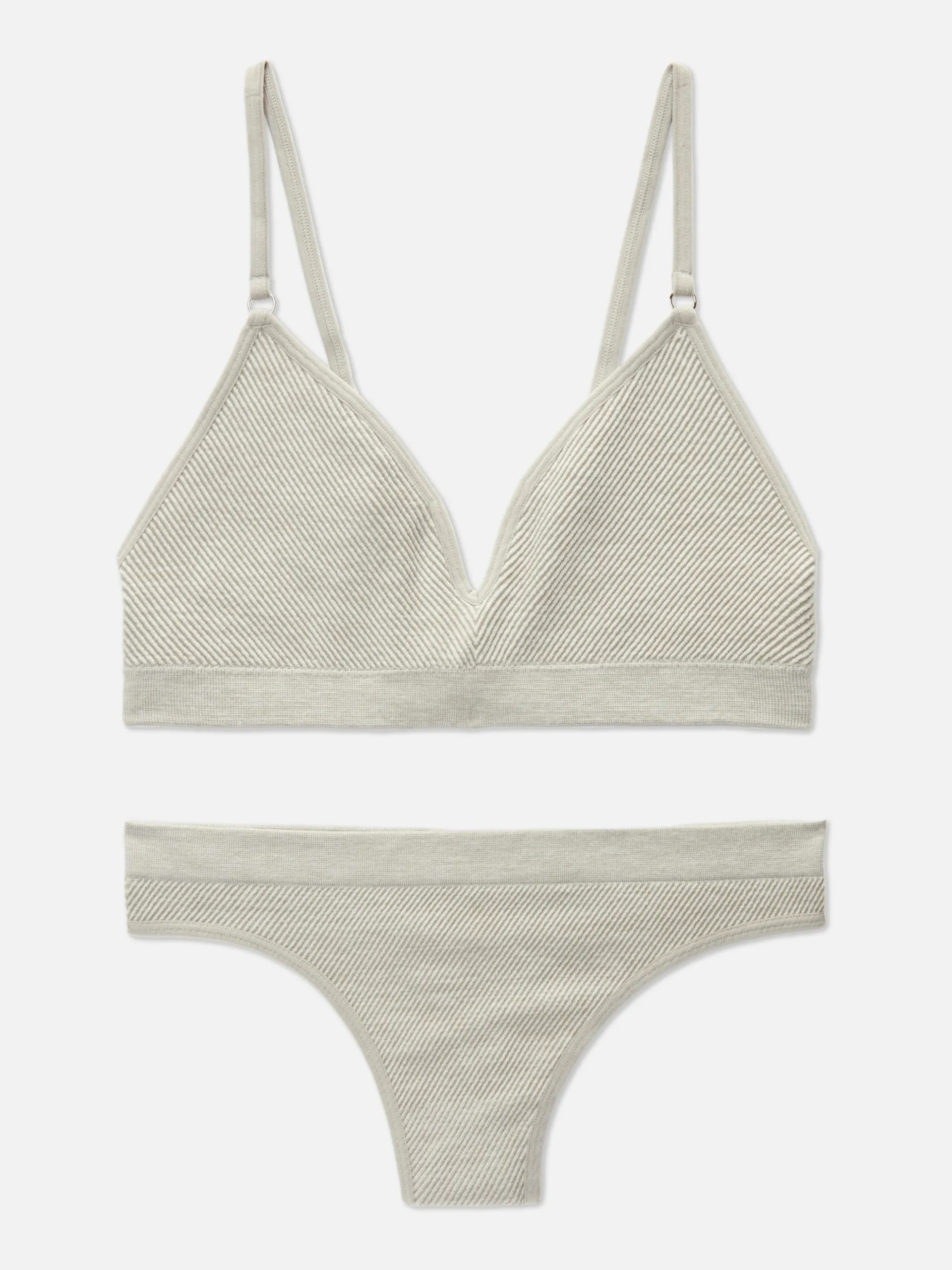 Ribbed Triangle Bra And Thong Set