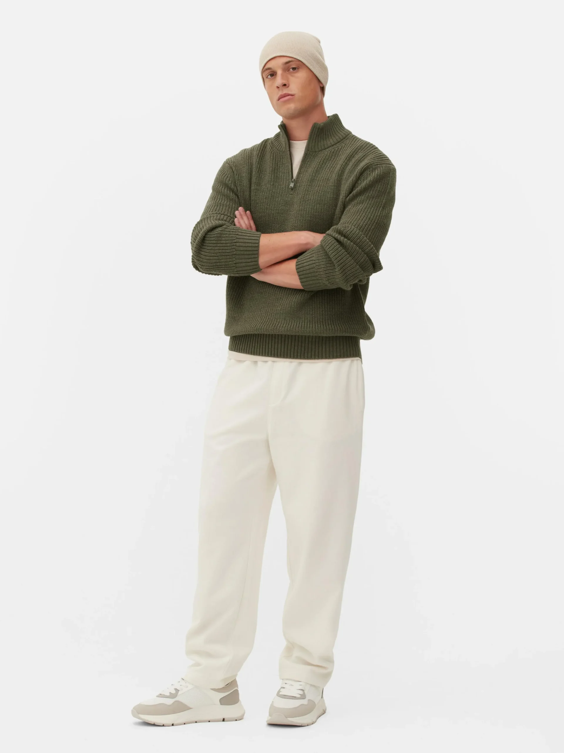 Rib-Knit Half-Zip Sweater