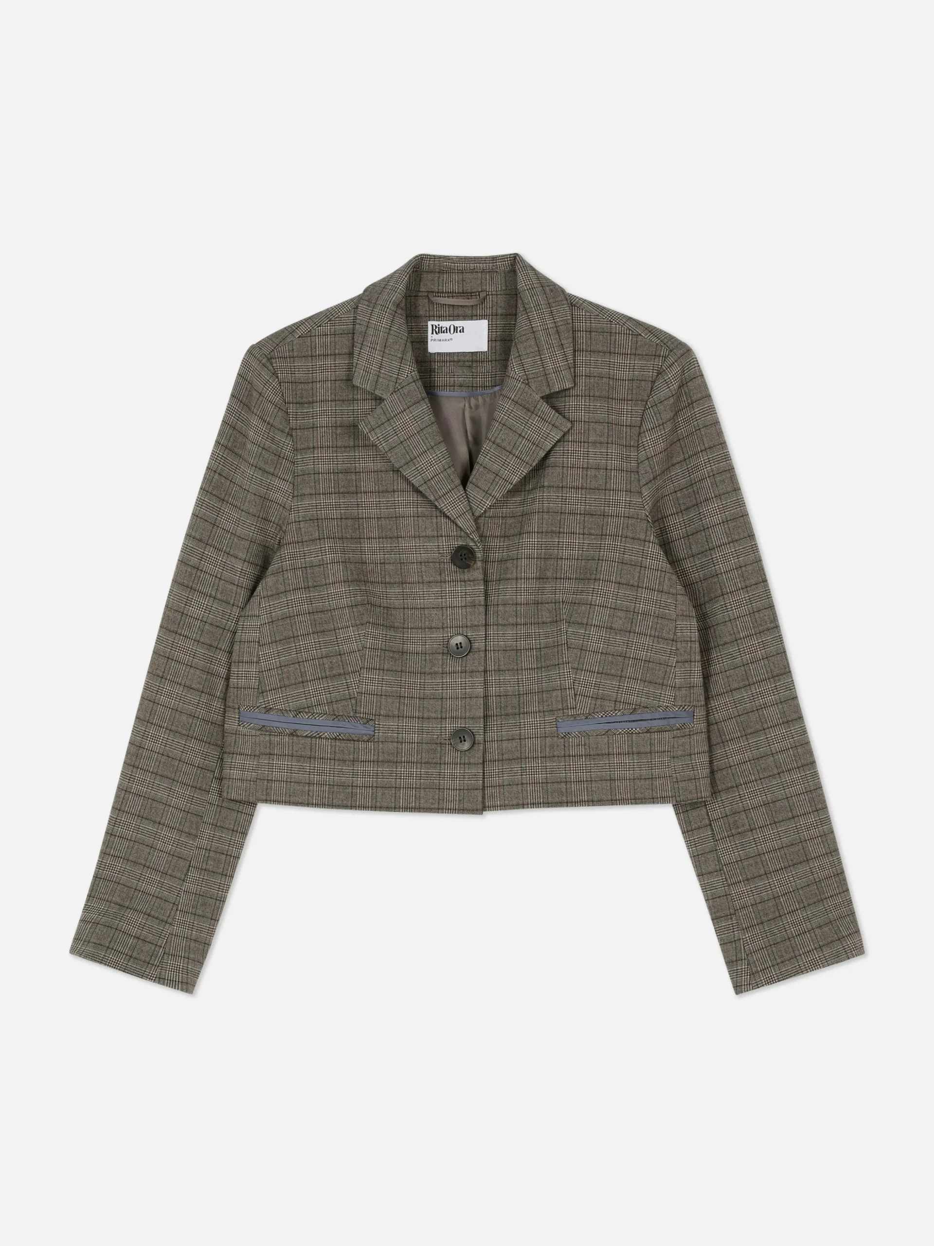 Rita Ora Check Cropped Blazer