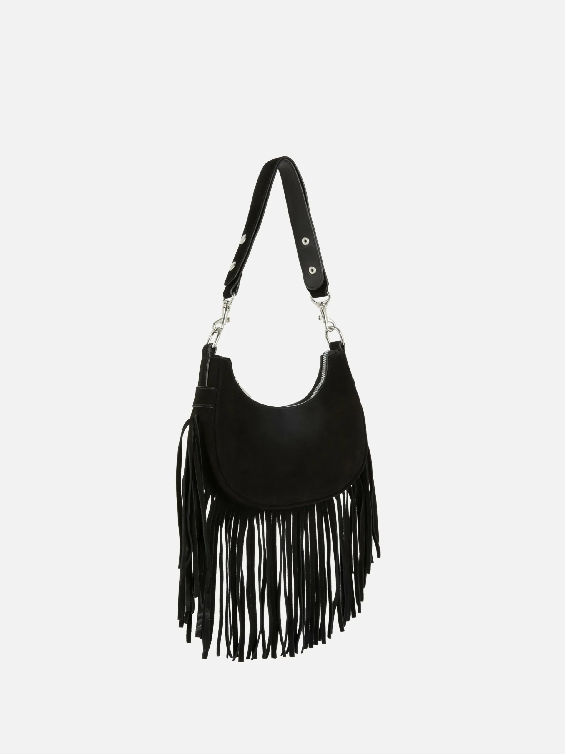 Rita Ora Fringed Suede Shoulder Bag