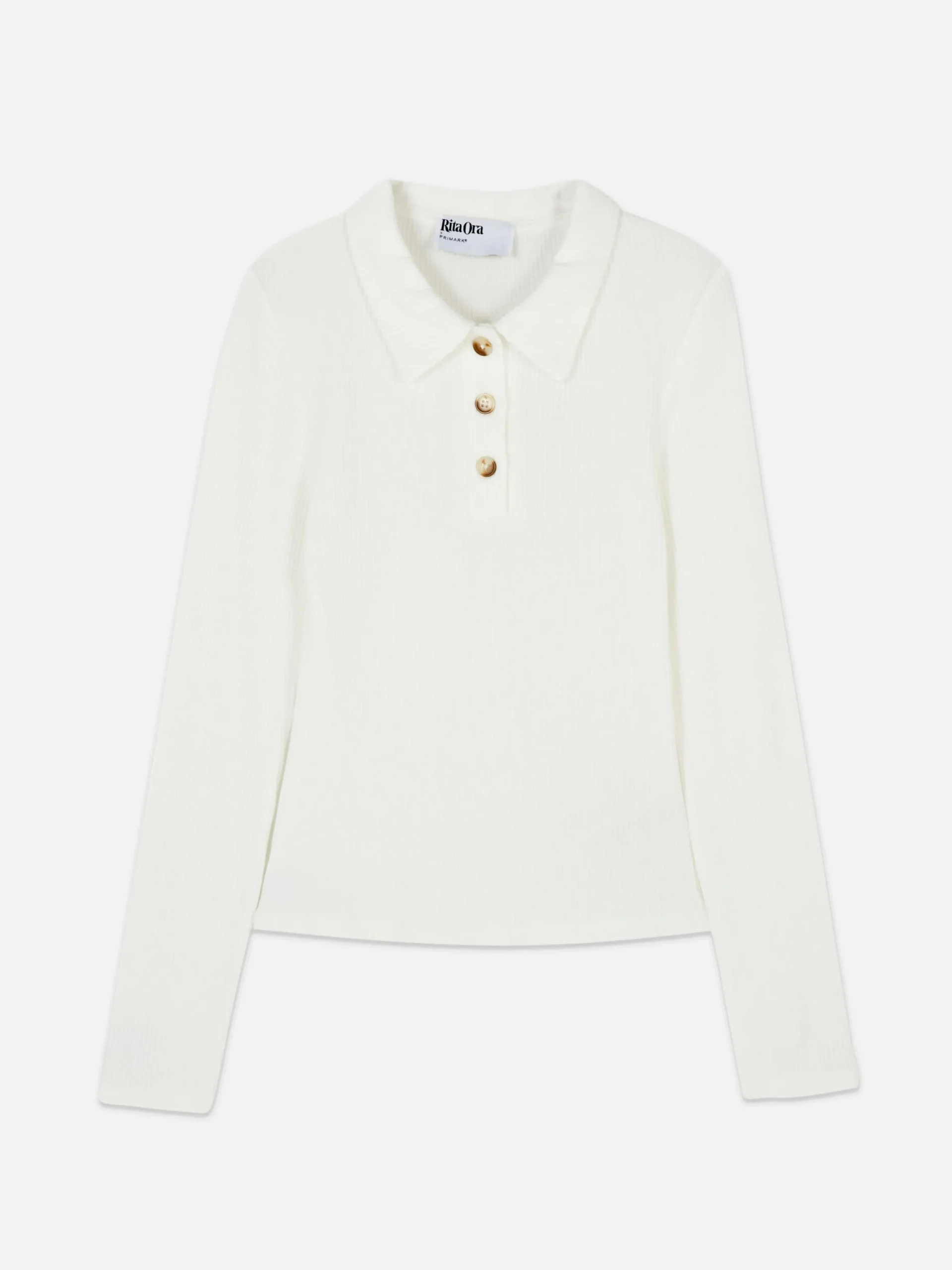Rita Ora Long Sleeve Ribbed Polo