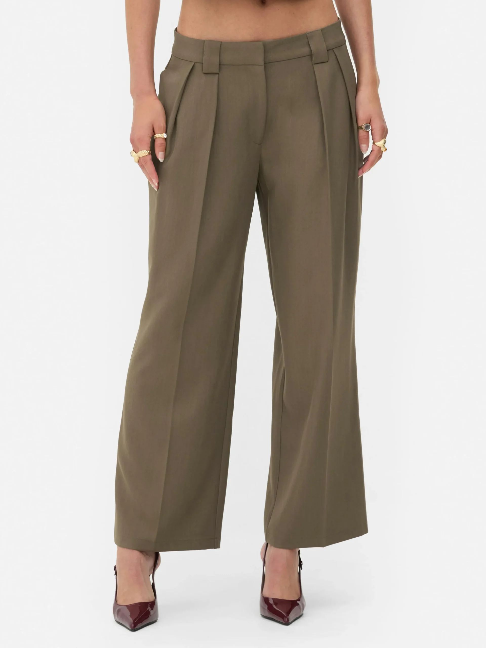 Rita Ora Slouchy Pleated Wide Leg Pants