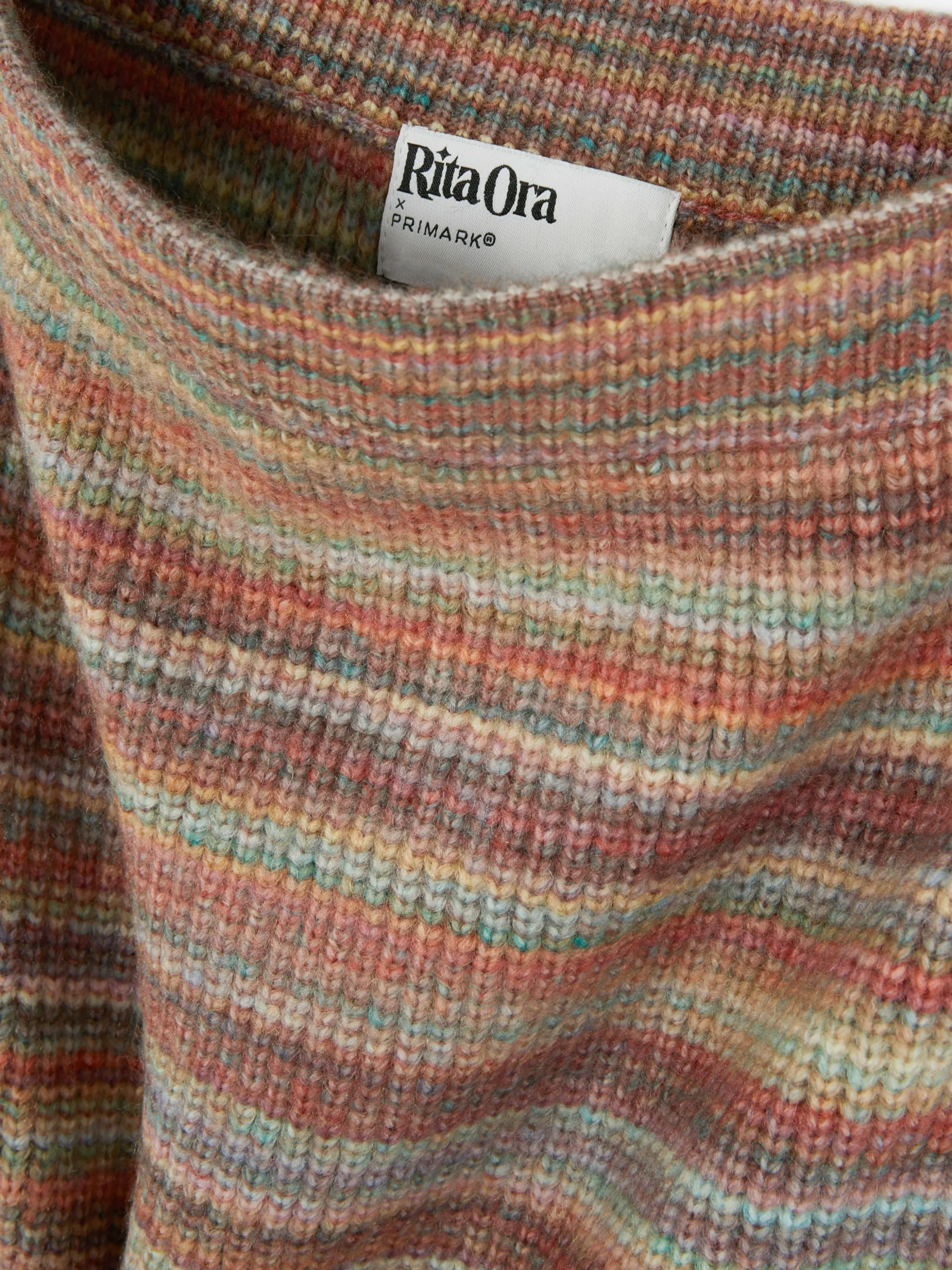 Rita Ora Striped Knit Midi Skirt
