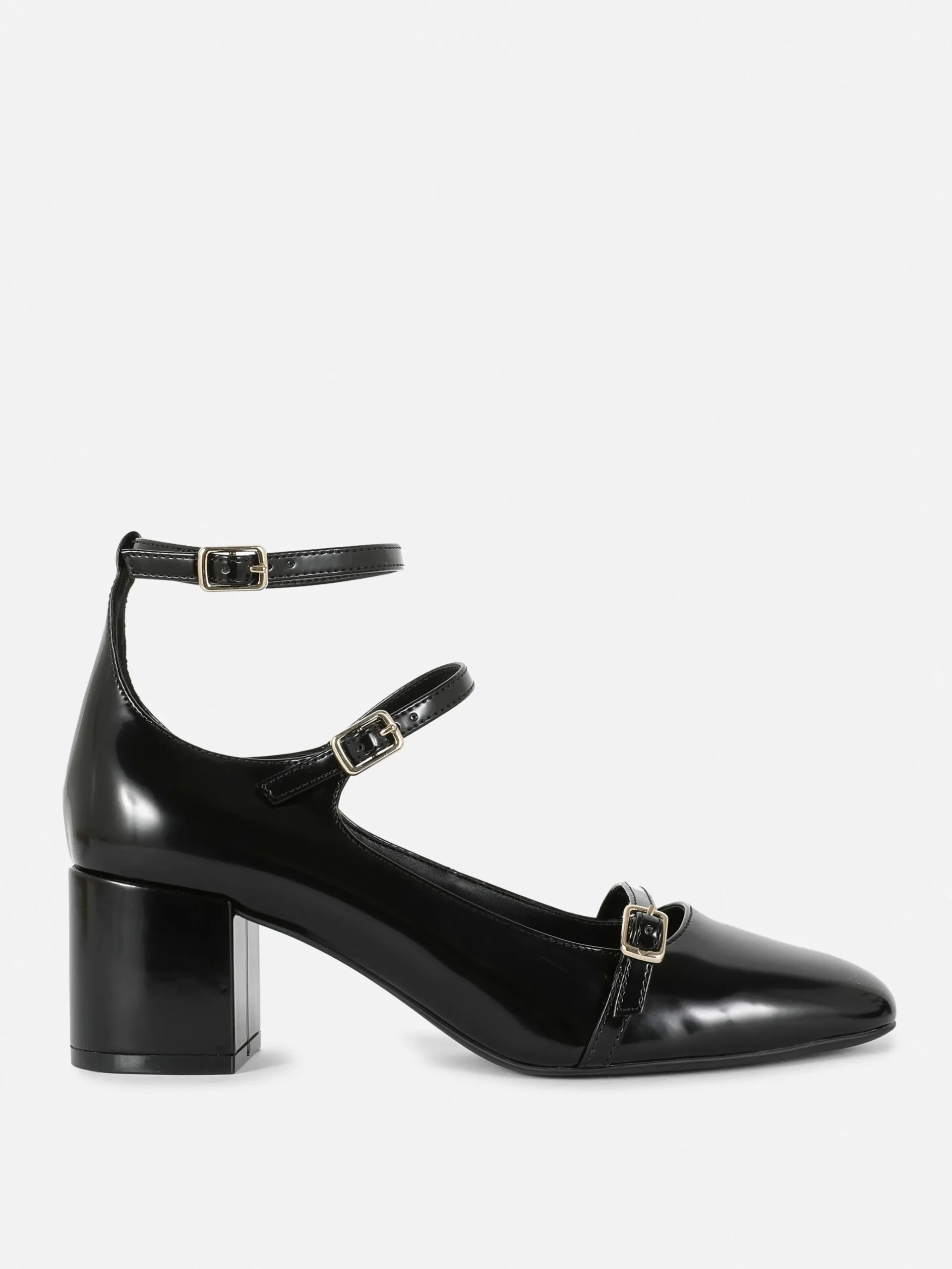 Rita Ora Triple-Strap Mary Jane Heels