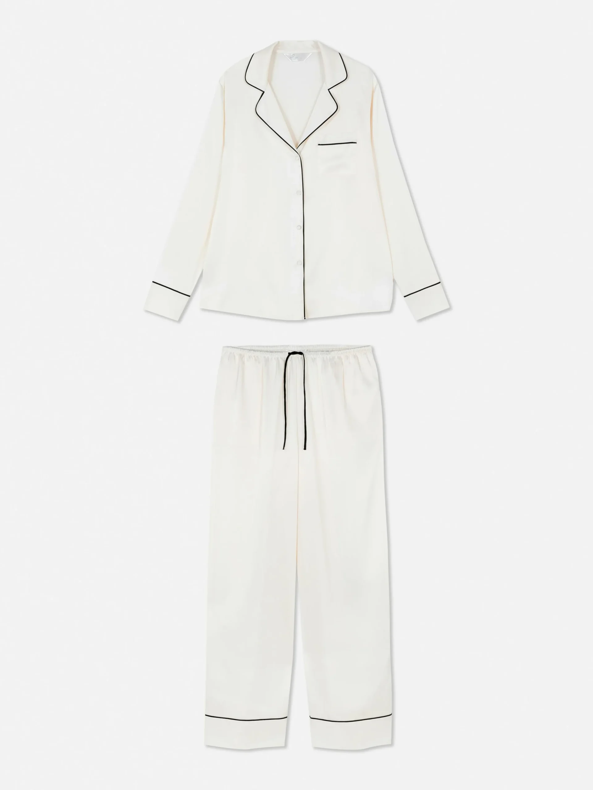 Satin Long Sleeve Shirt Pajama Set