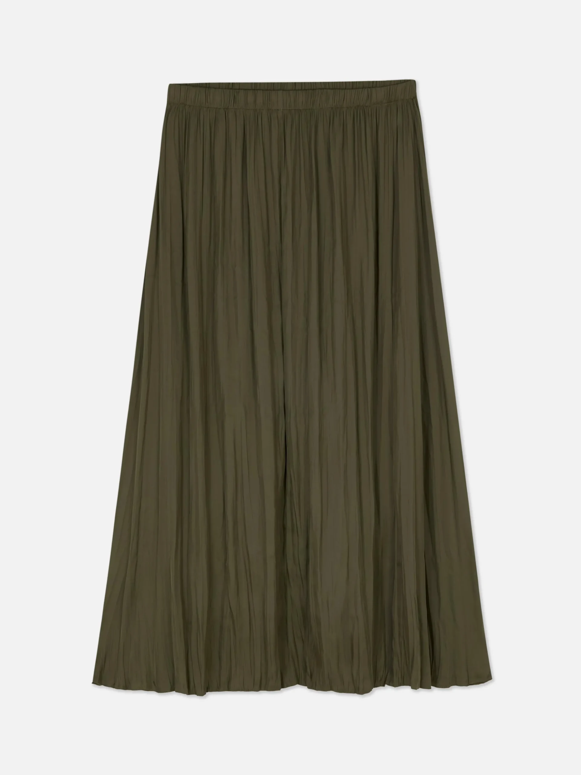 Satin Pleated Midi Skirt
