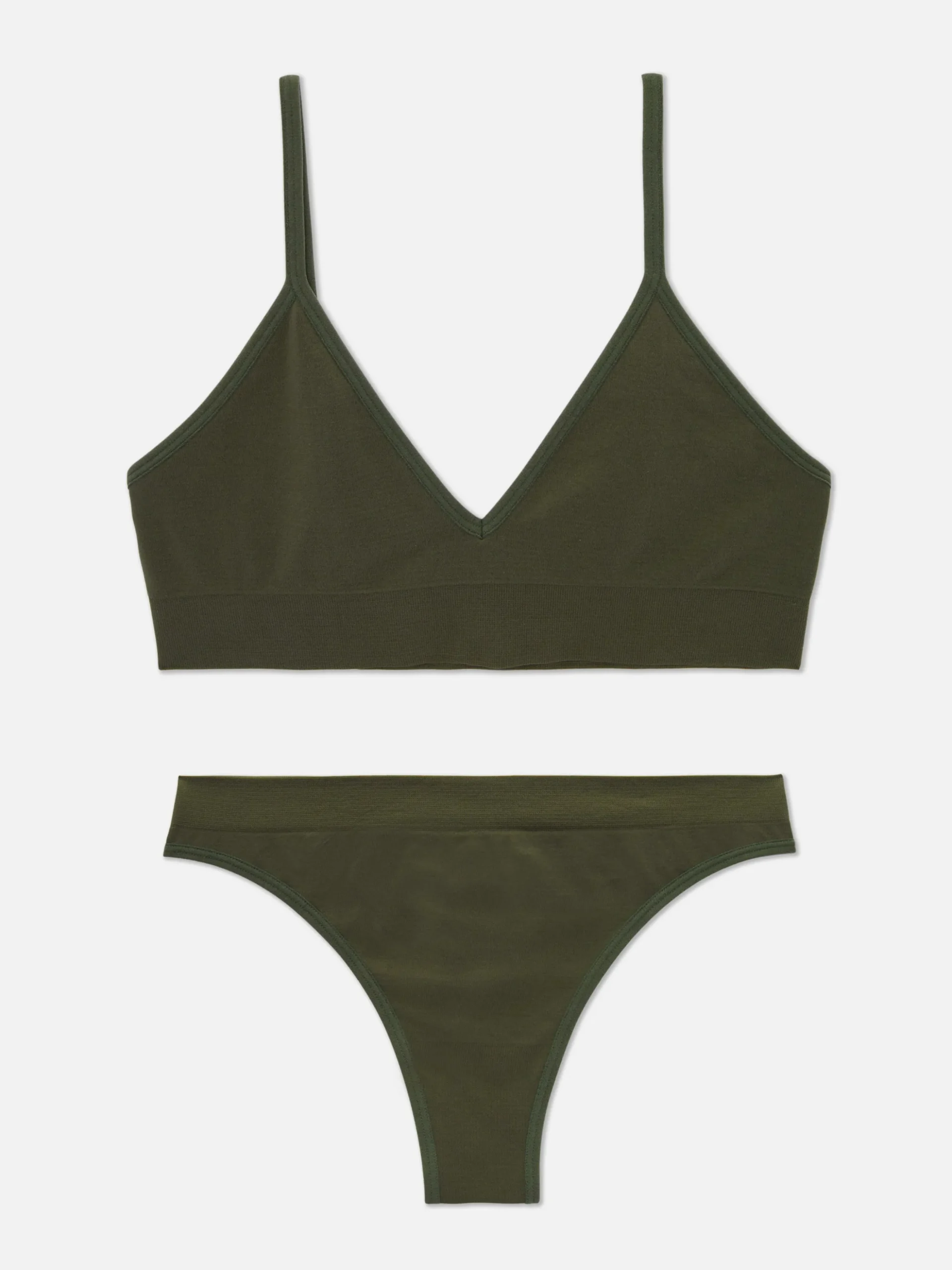 Seamless Triangle Bralette And Thong Set