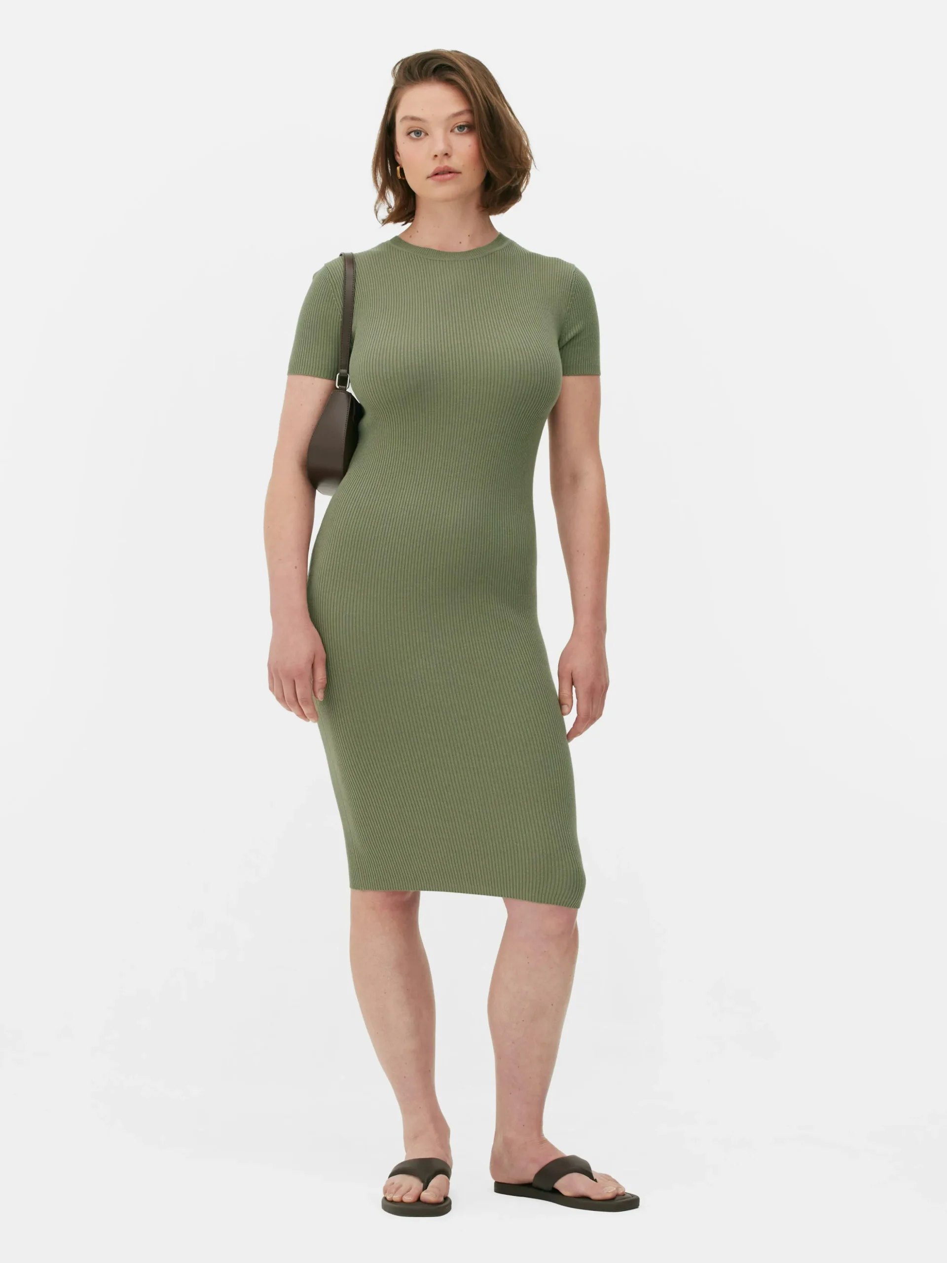 Short Sleeve Midi Sweater Dress
