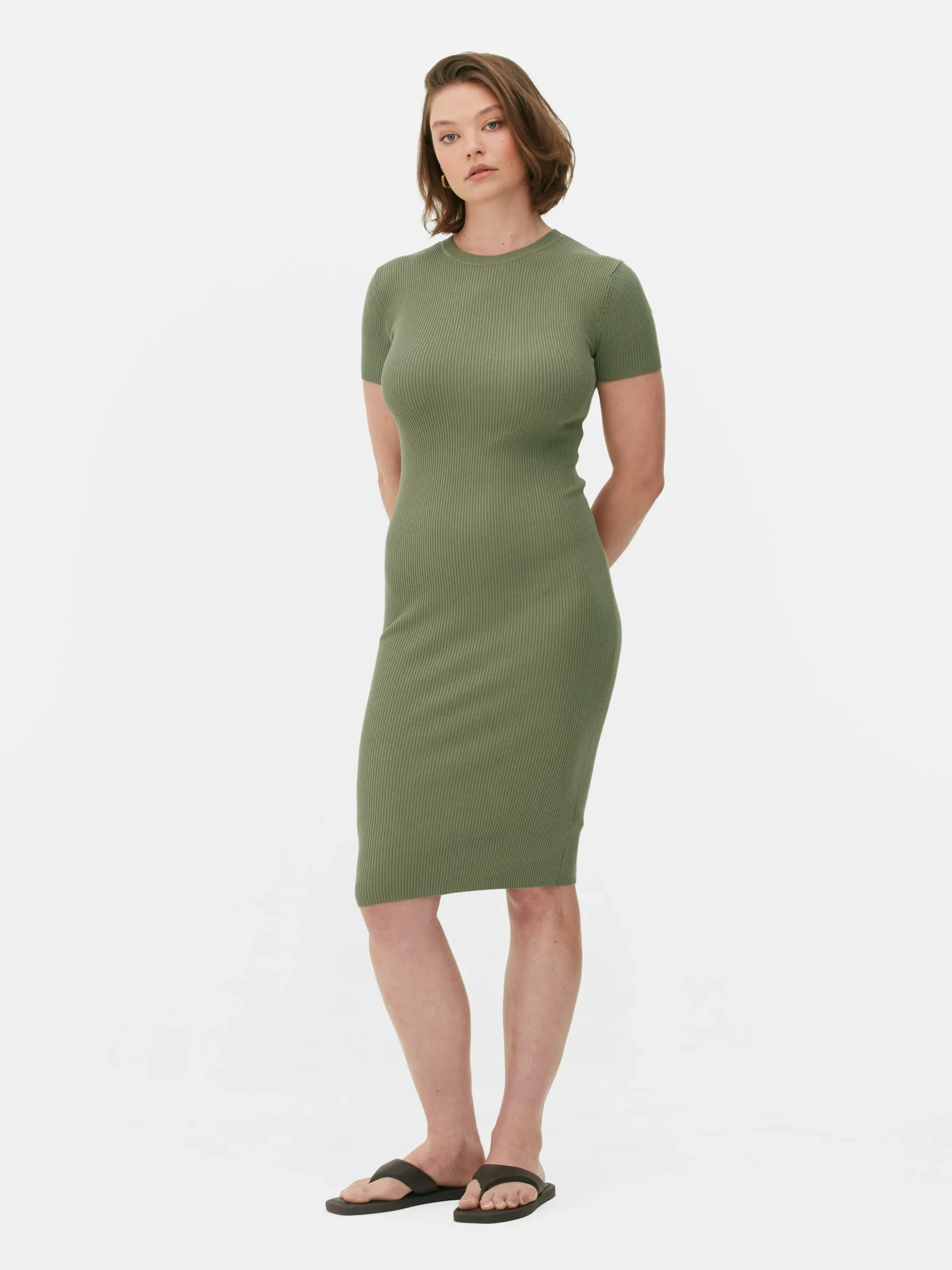 Short Sleeve Midi Sweater Dress