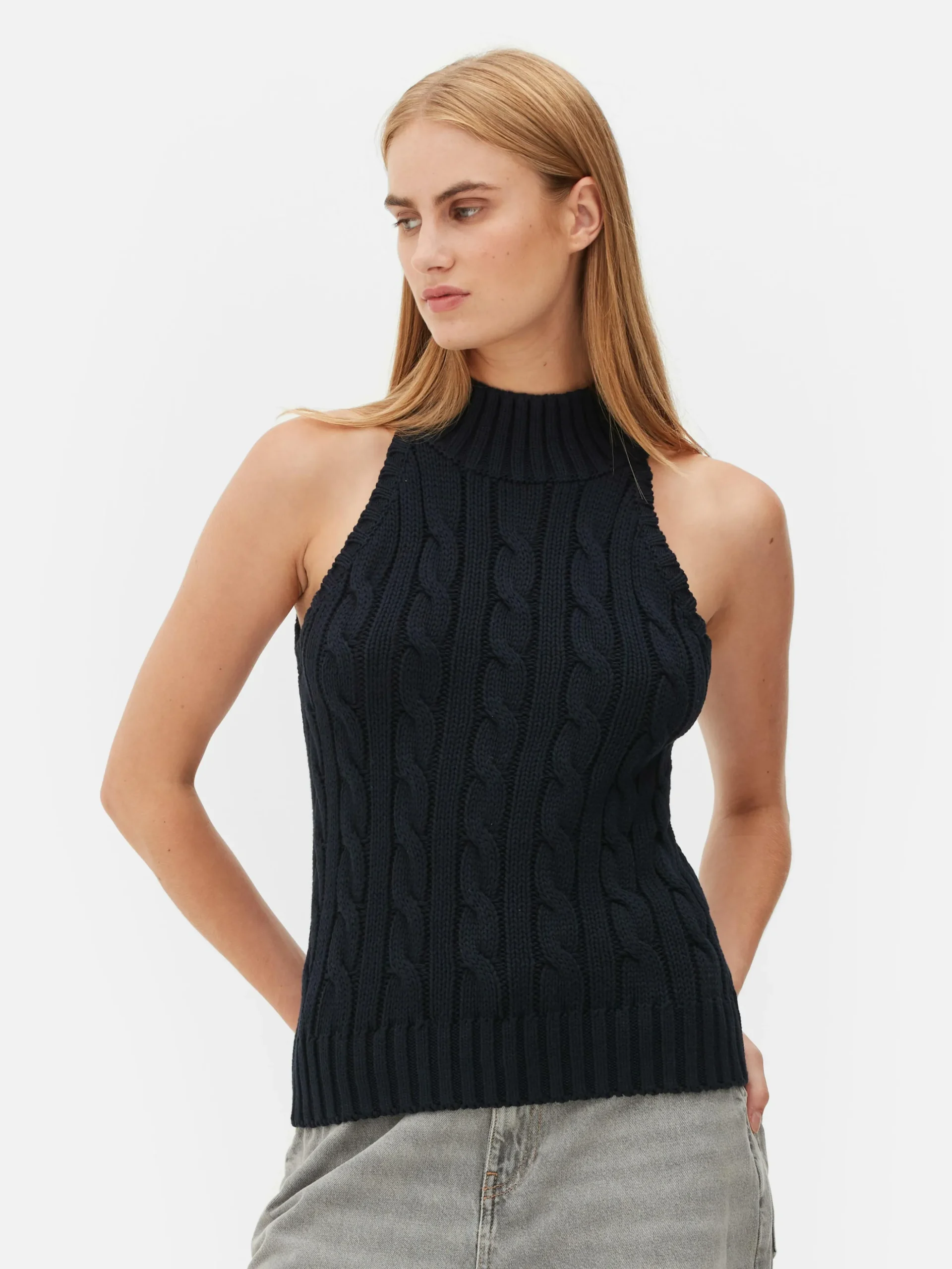 Sleeveless Cable Knit Tank