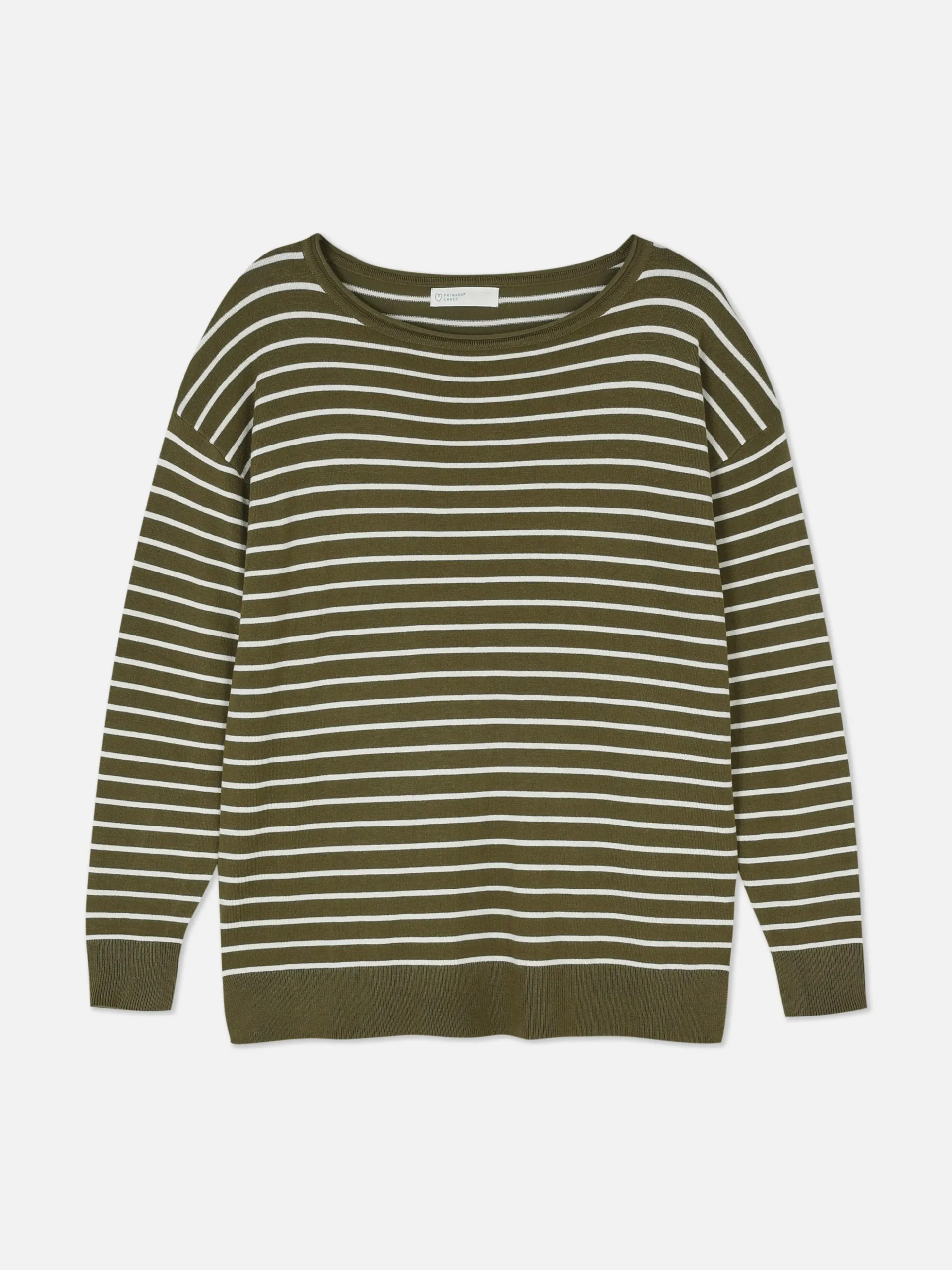 Striped Boat Neck Fine Knit Sweater