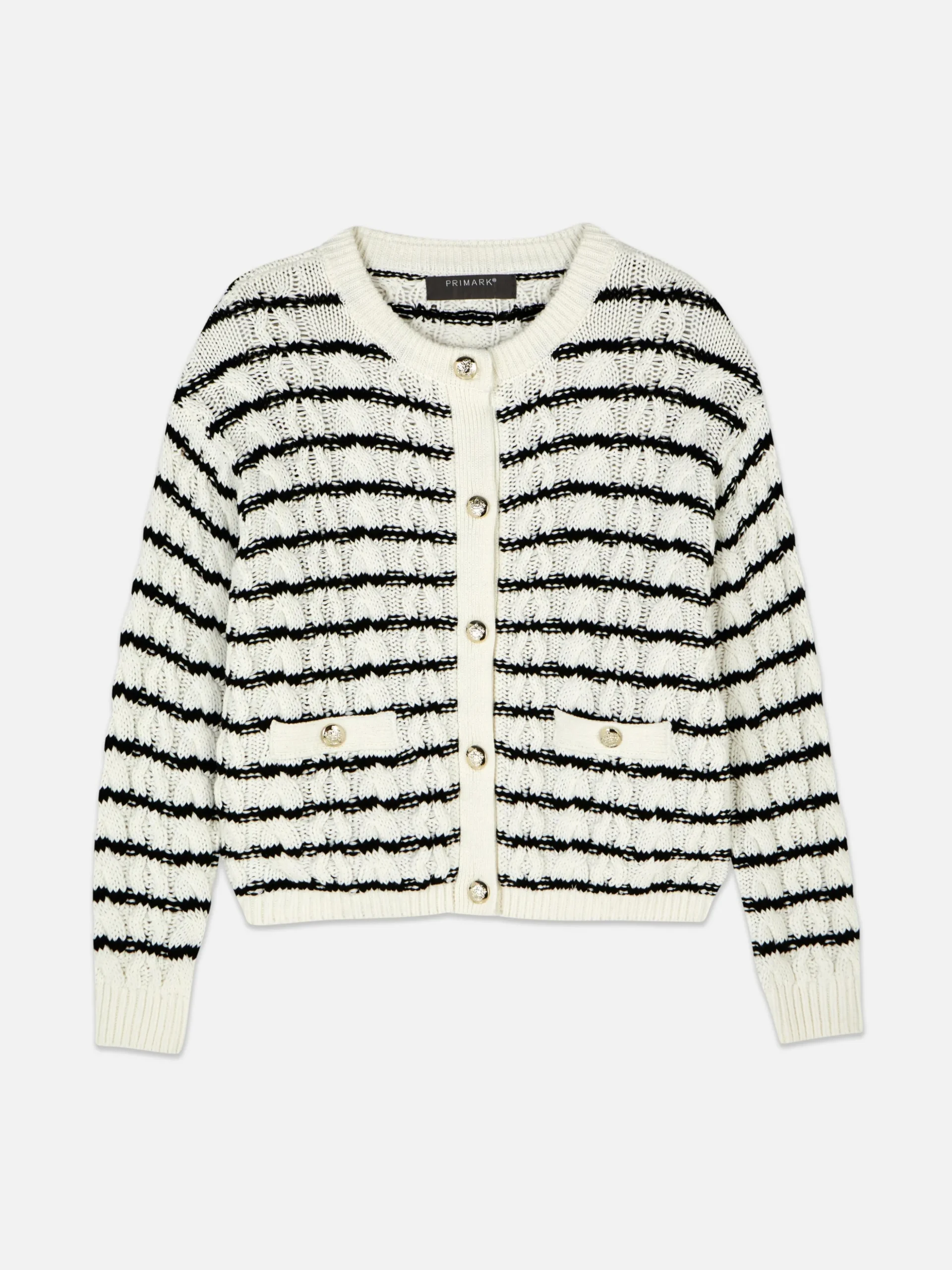 Striped Cable Knit Cardigan