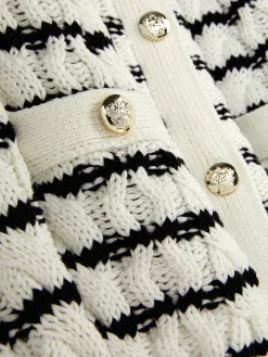 Striped Cable Knit Cardigan