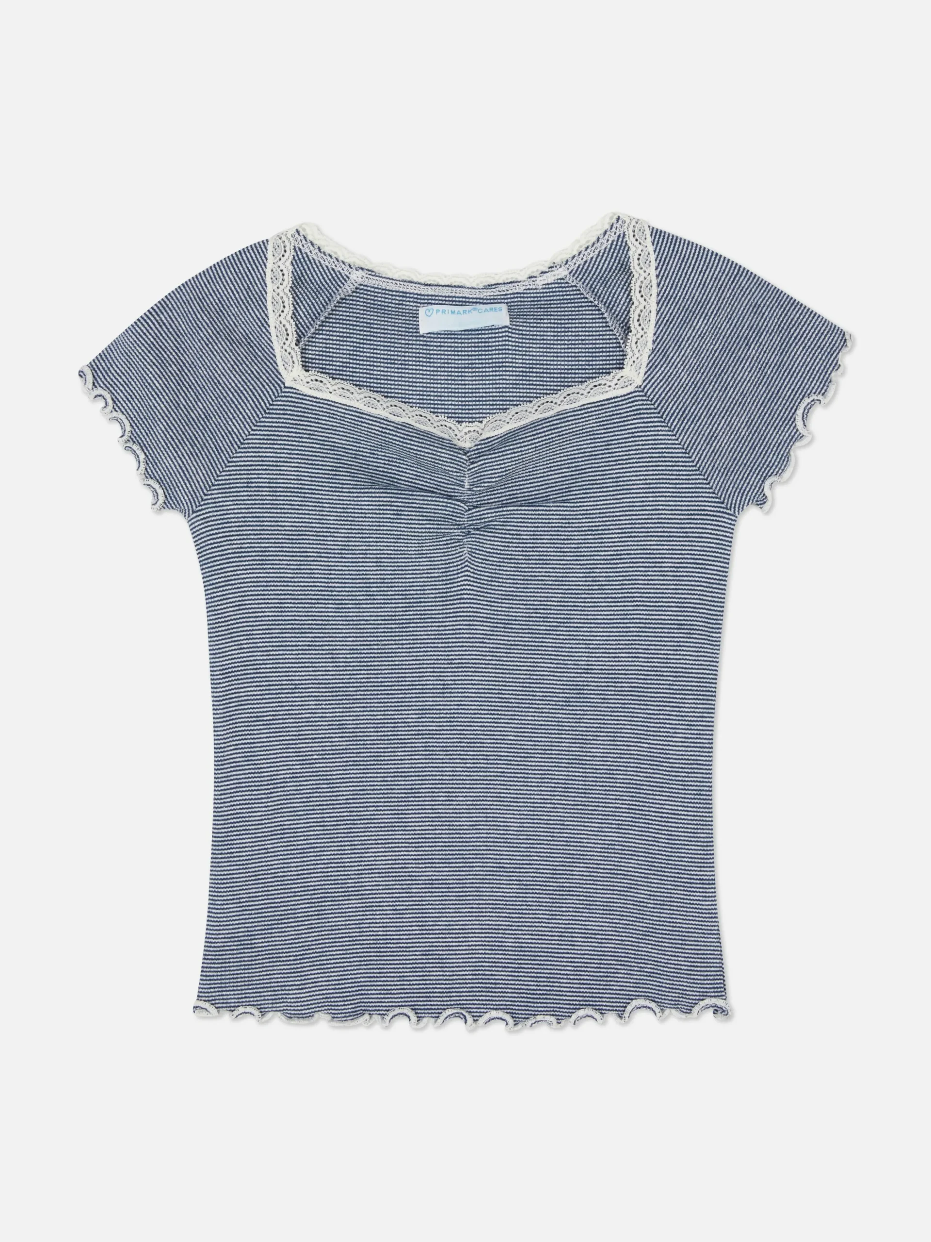 Striped Lace Trim T-Shirt