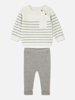 Striped Sweater And Leggings Set