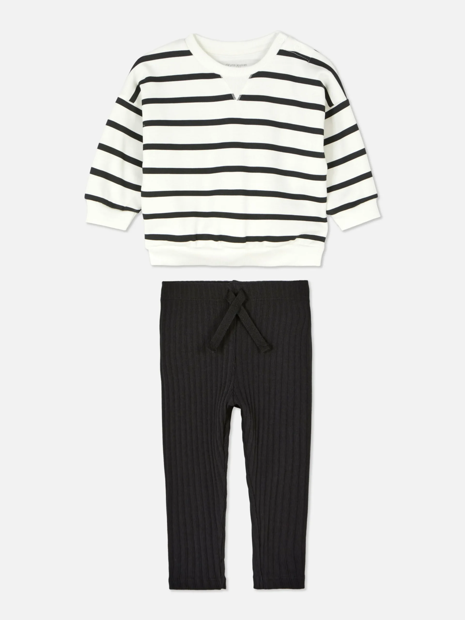 Striped Sweatshirt And Ribbed Leggings Set