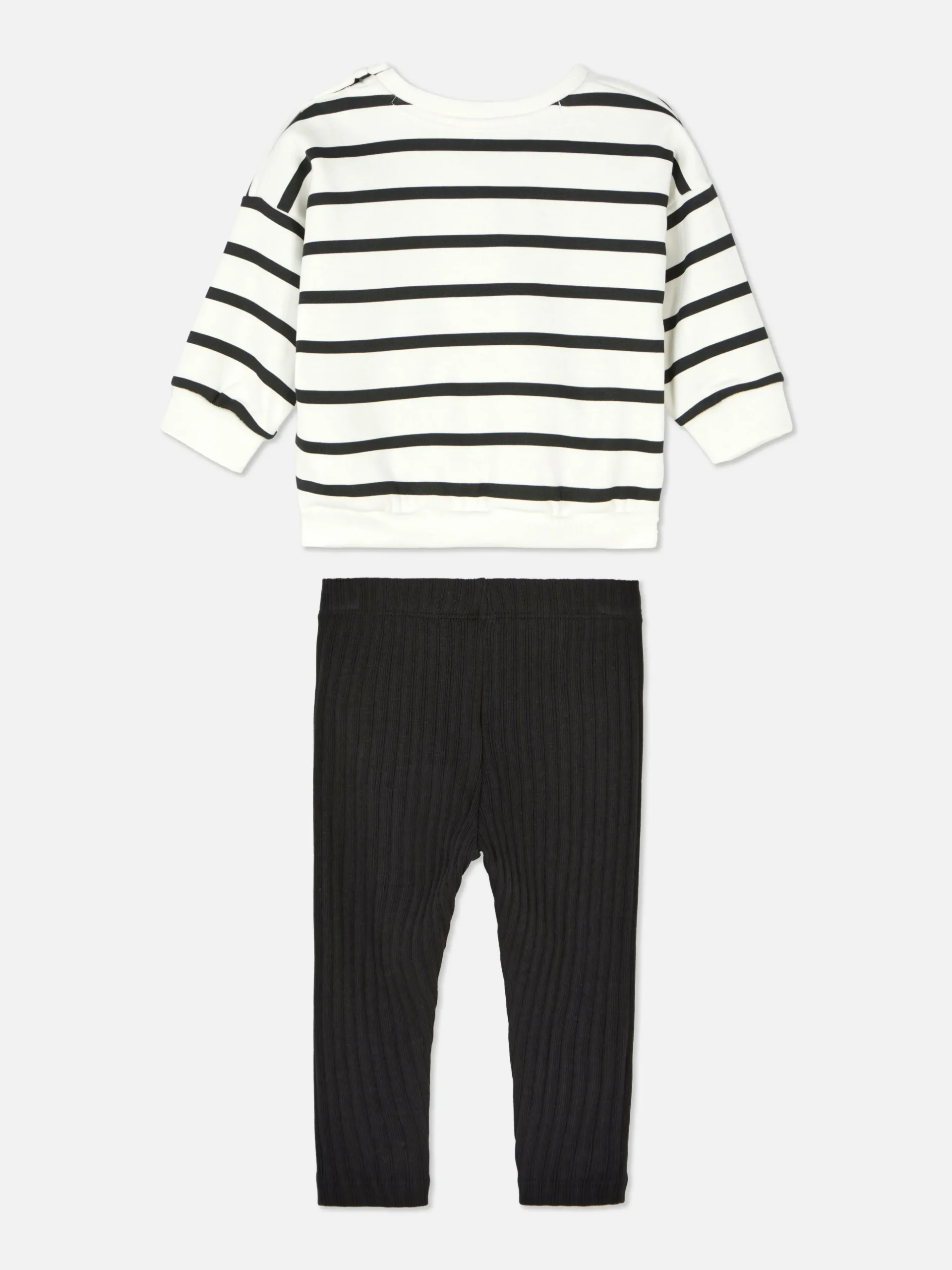 Striped Sweatshirt And Ribbed Leggings Set