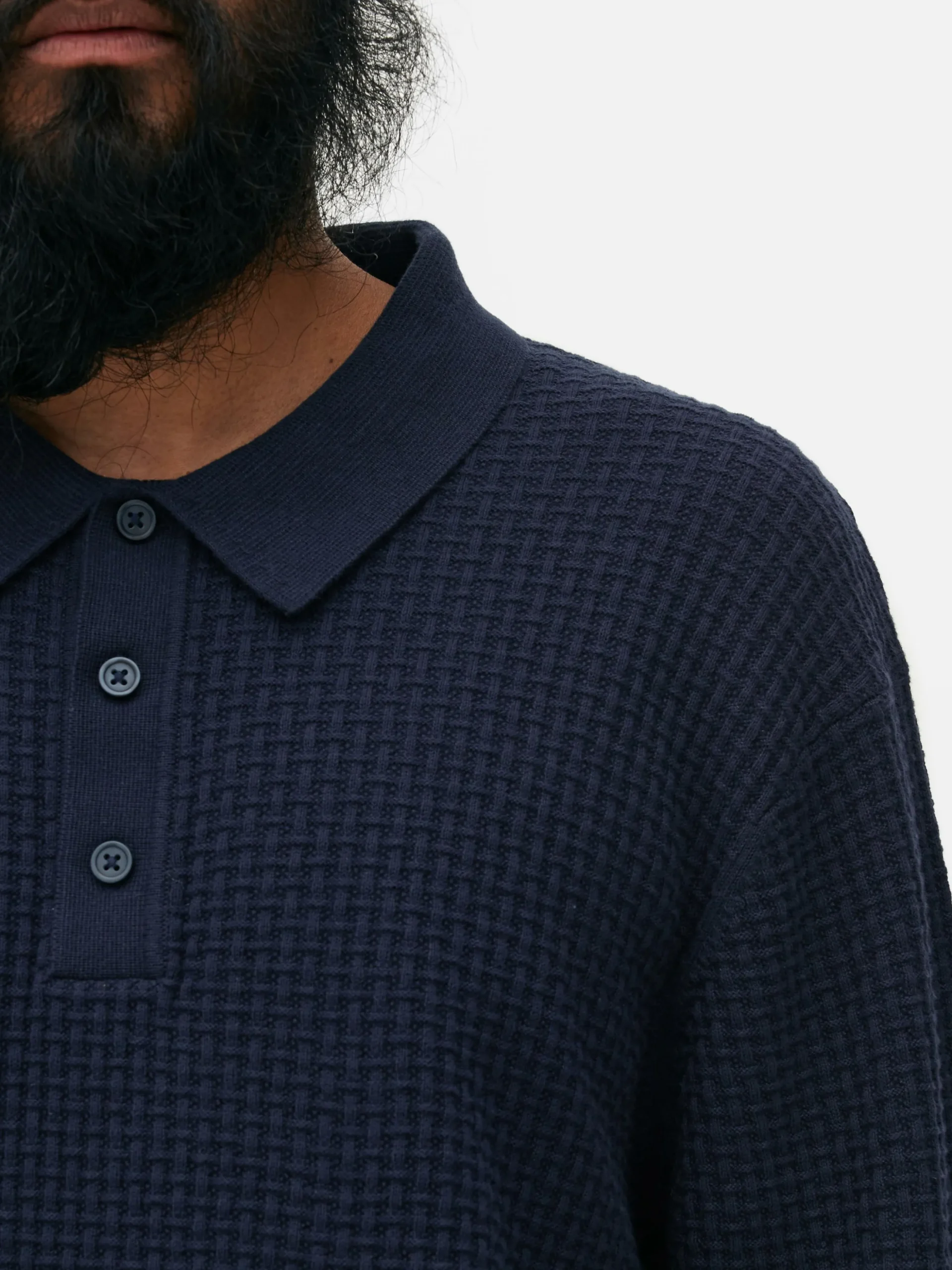 Textured Polo Sweater
