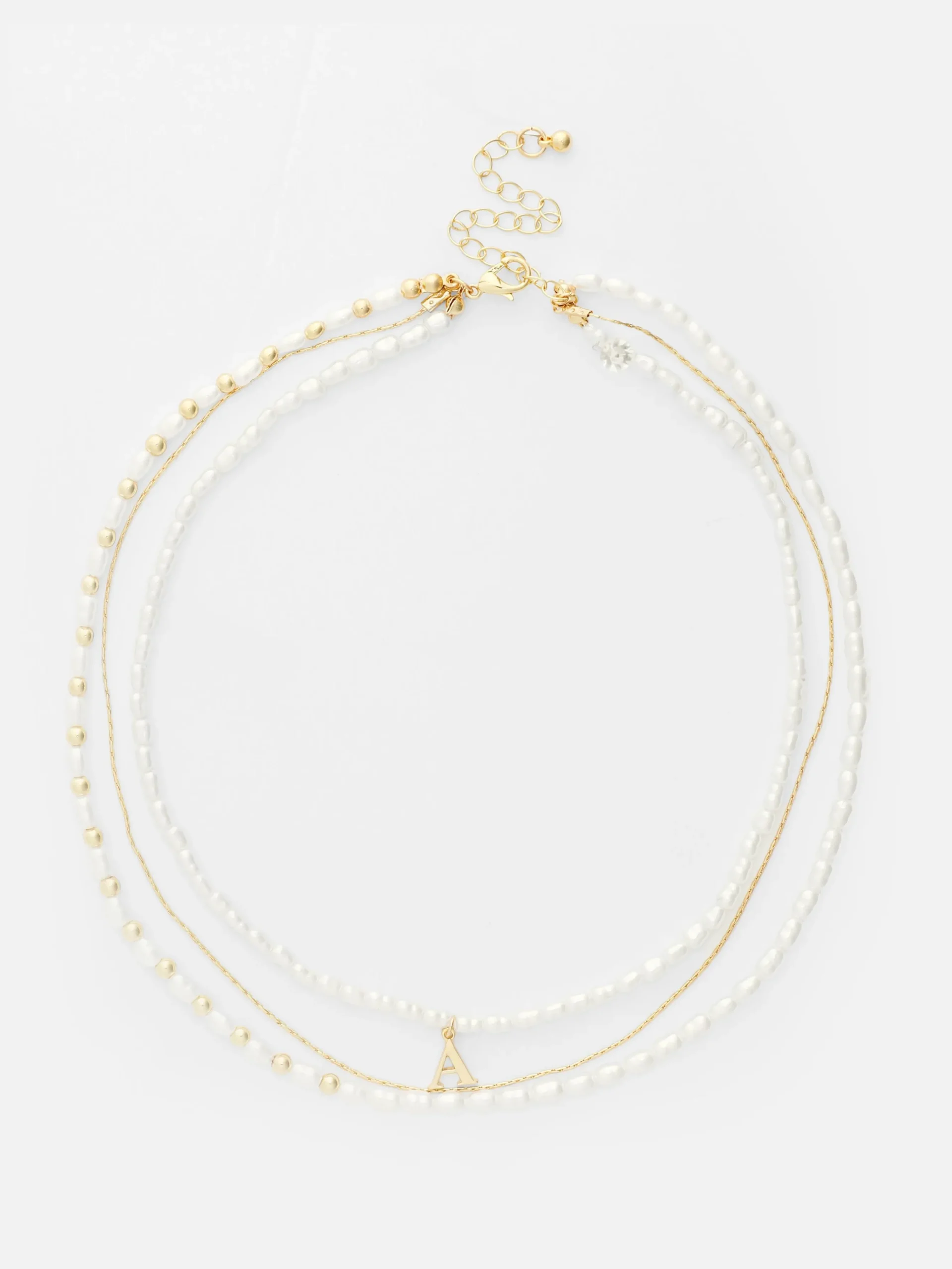 Three Row Initial Necklace