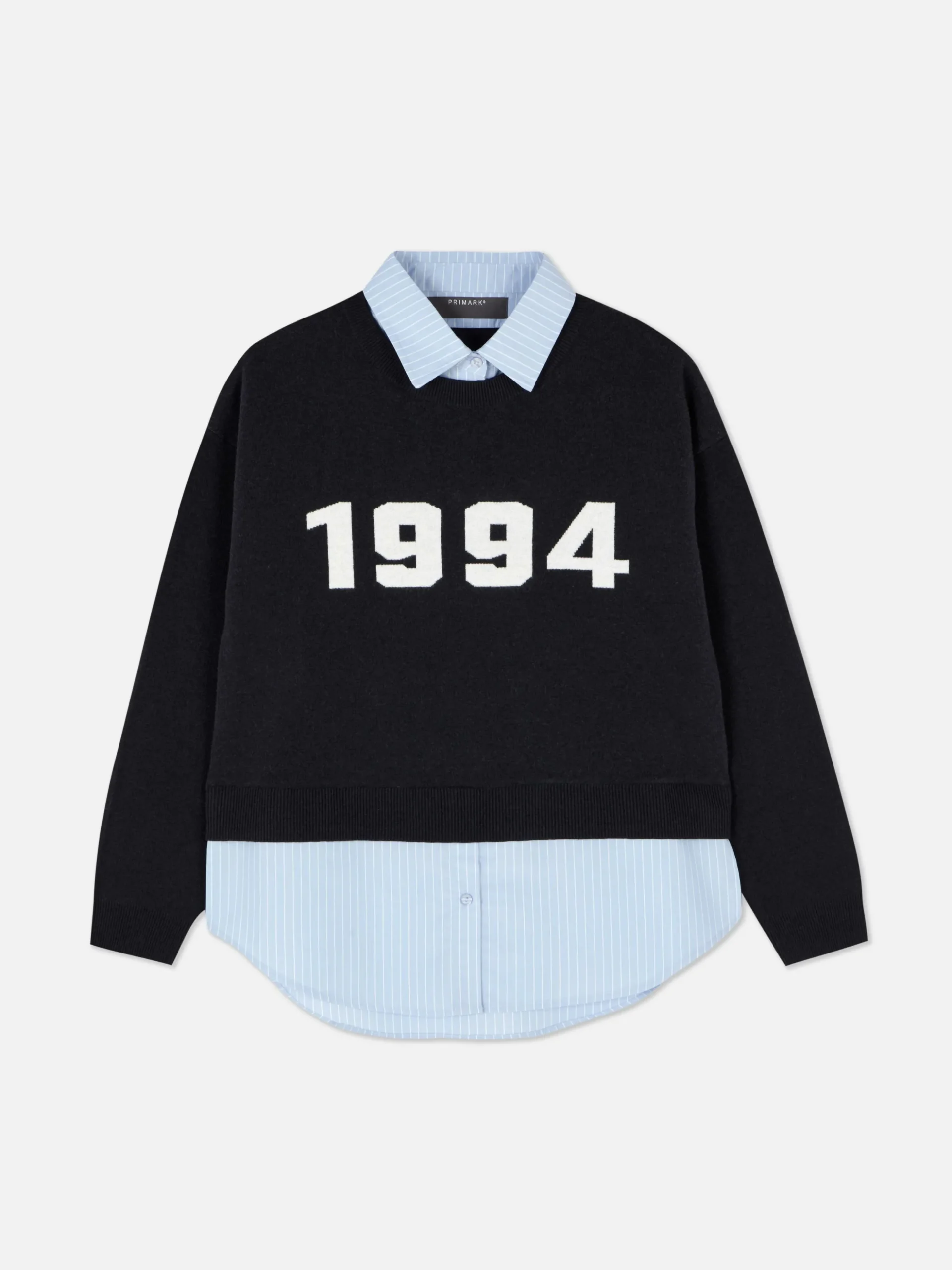 Two-in-One Slogan Sweater And Shirt