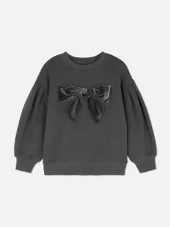 Velvet Bow Puff Sleeve Pullover