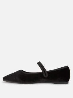 Velvet Mary Jane Flats