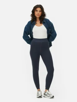 Velvet Plush Lined Denim Look Leggings