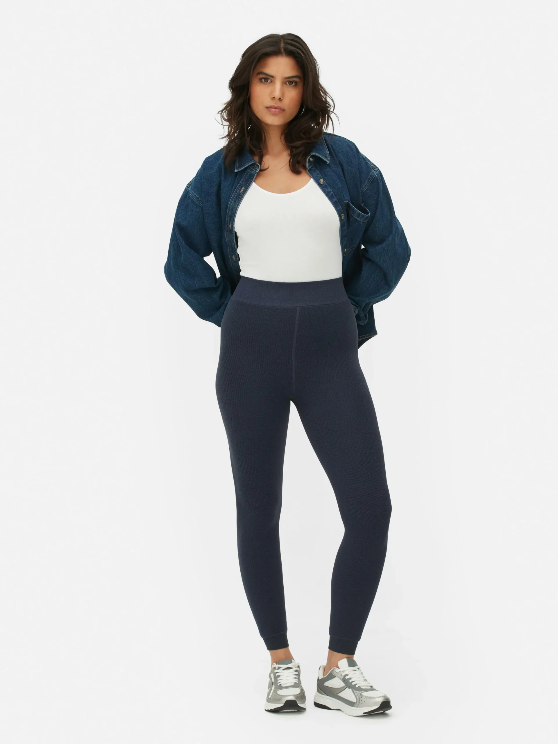 Velvet Plush Lined Denim Look Leggings