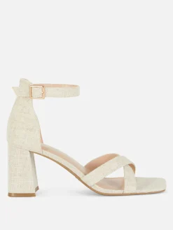 Wide Fit Woven Strap Block Heels
